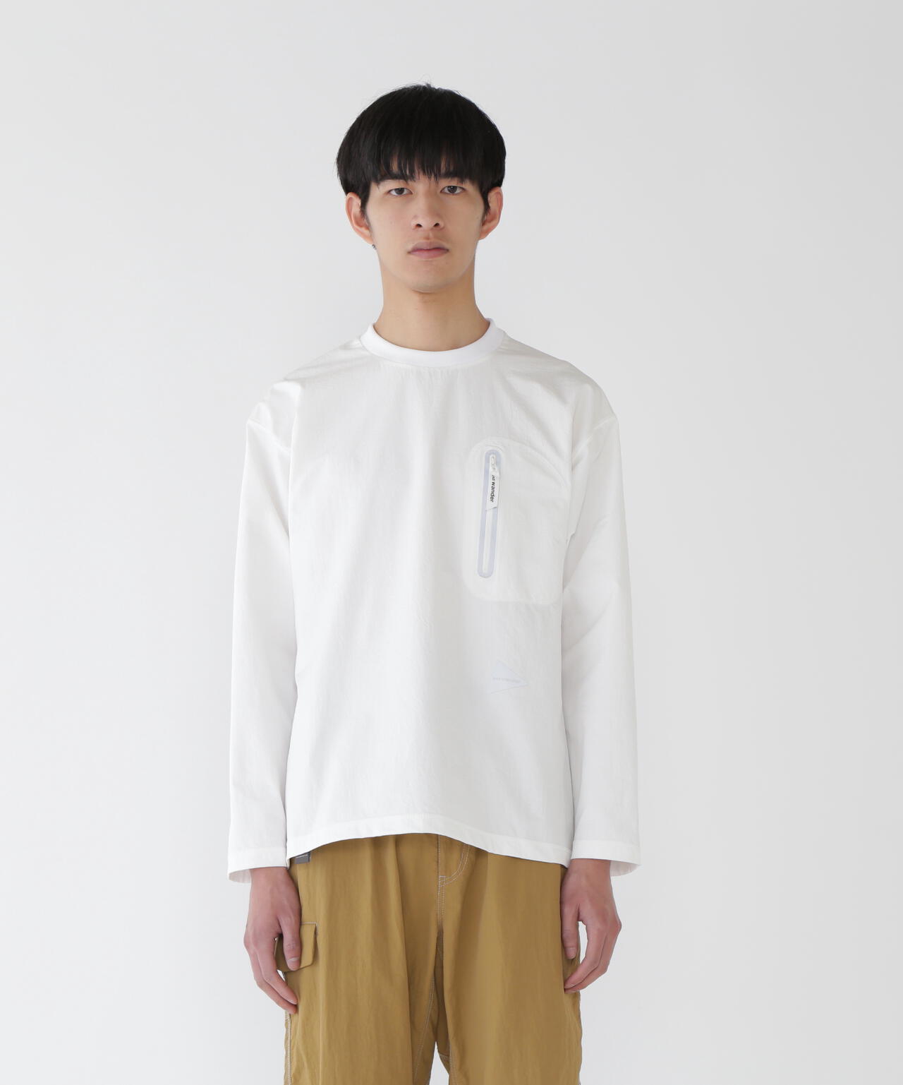 and wander hybrid warm pocket LS T / 保暖機能口袋長袖T恤