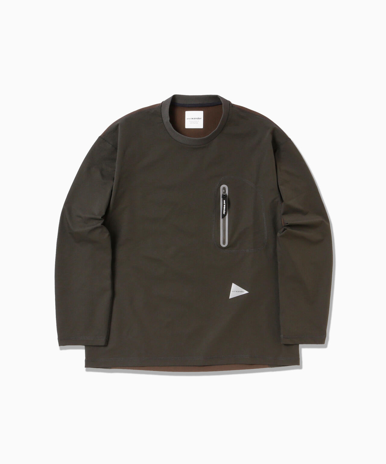 and wander hybrid warm pocket LS T / 保暖機能口袋長袖T恤