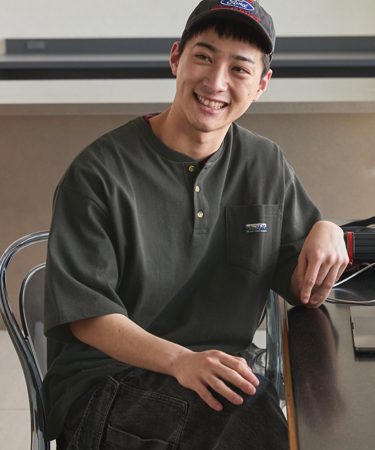 THE CRAFT CREW PRODUCTS / 抗菌防臭 重磅棉質 亨利領 短袖T恤