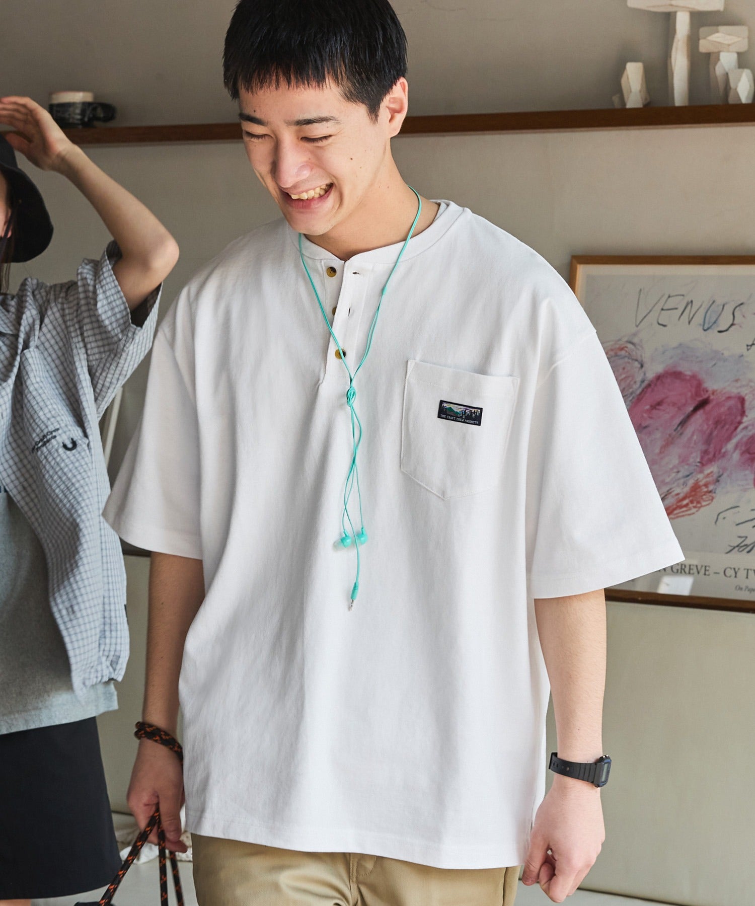 THE CRAFT CREW PRODUCTS / 抗菌防臭 重磅棉質 亨利領 短袖T恤