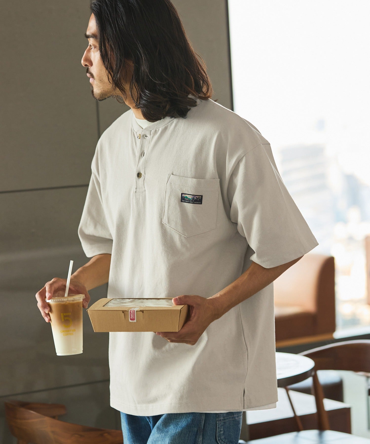 THE CRAFT CREW PRODUCTS / 抗菌防臭 重磅棉質 亨利領 短袖T恤