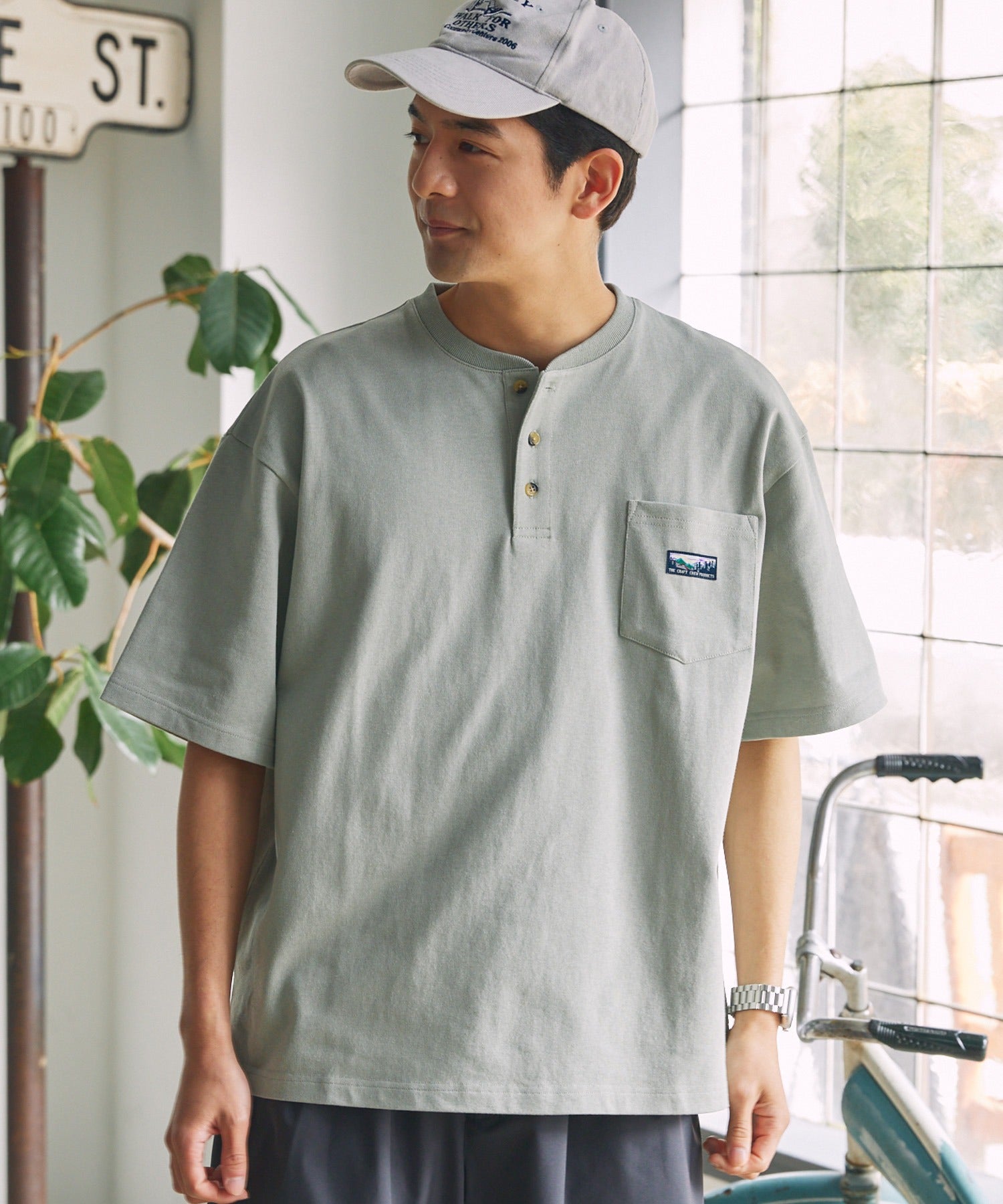 THE CRAFT CREW PRODUCTS / 抗菌防臭 重磅棉質 亨利領 短袖T恤