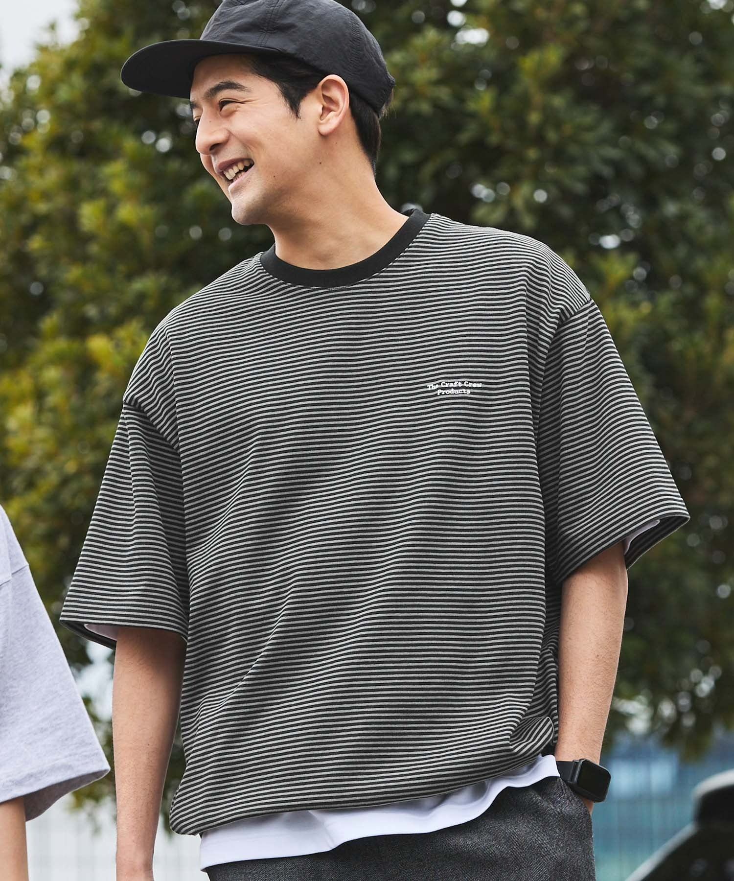 THE CRAFT CREW PRODUCTS / 抽繩設計 條紋短袖T恤