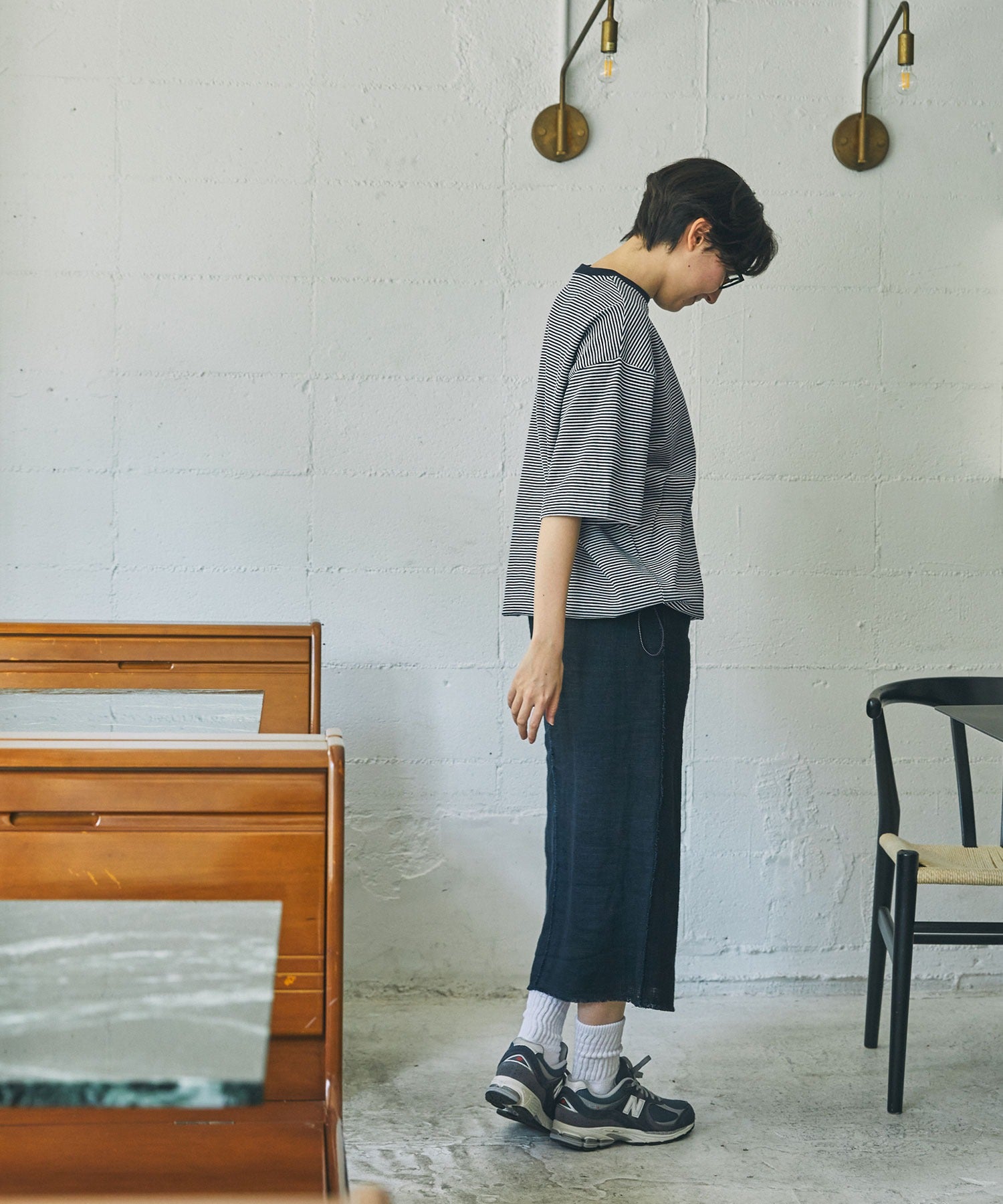 THE CRAFT CREW PRODUCTS / 抽繩設計 條紋短袖T恤