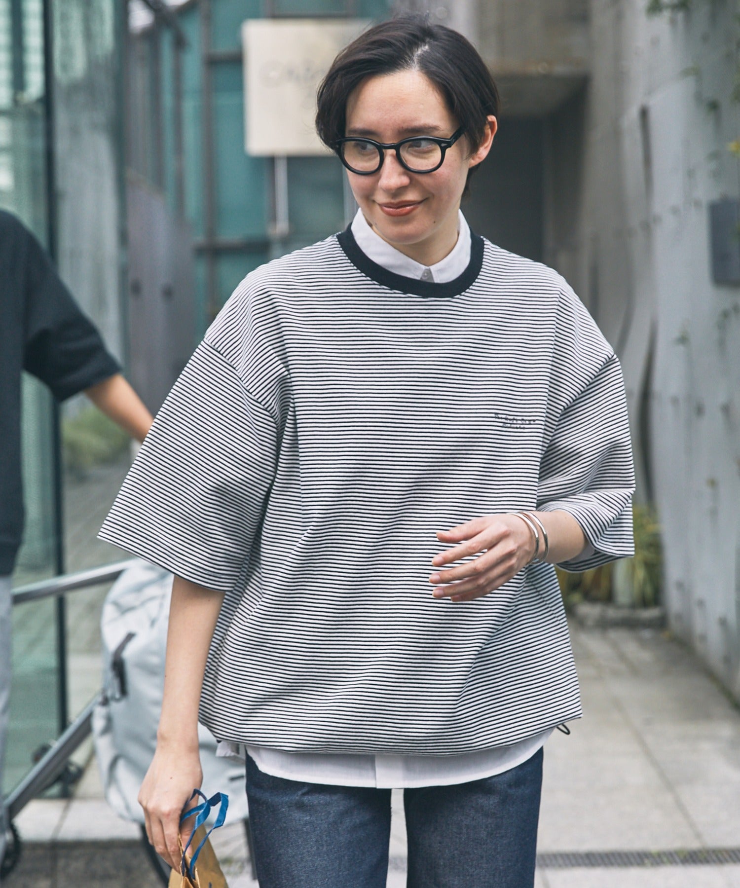 THE CRAFT CREW PRODUCTS / 抽繩設計 條紋短袖T恤