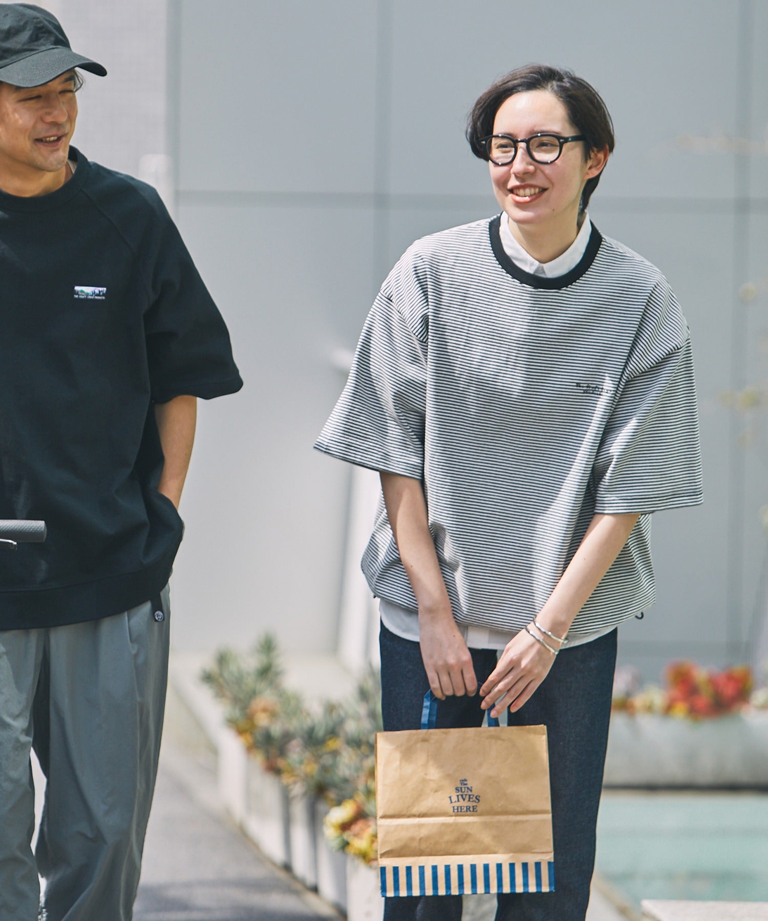 THE CRAFT CREW PRODUCTS / 抽繩設計 條紋短袖T恤