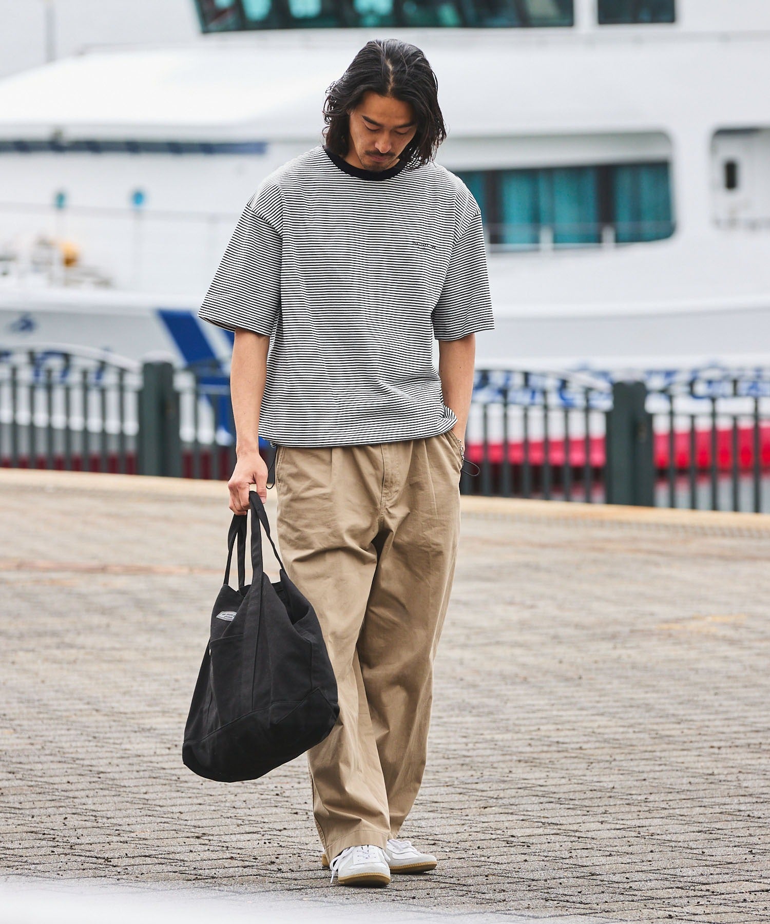 THE CRAFT CREW PRODUCTS / 抽繩設計 條紋短袖T恤