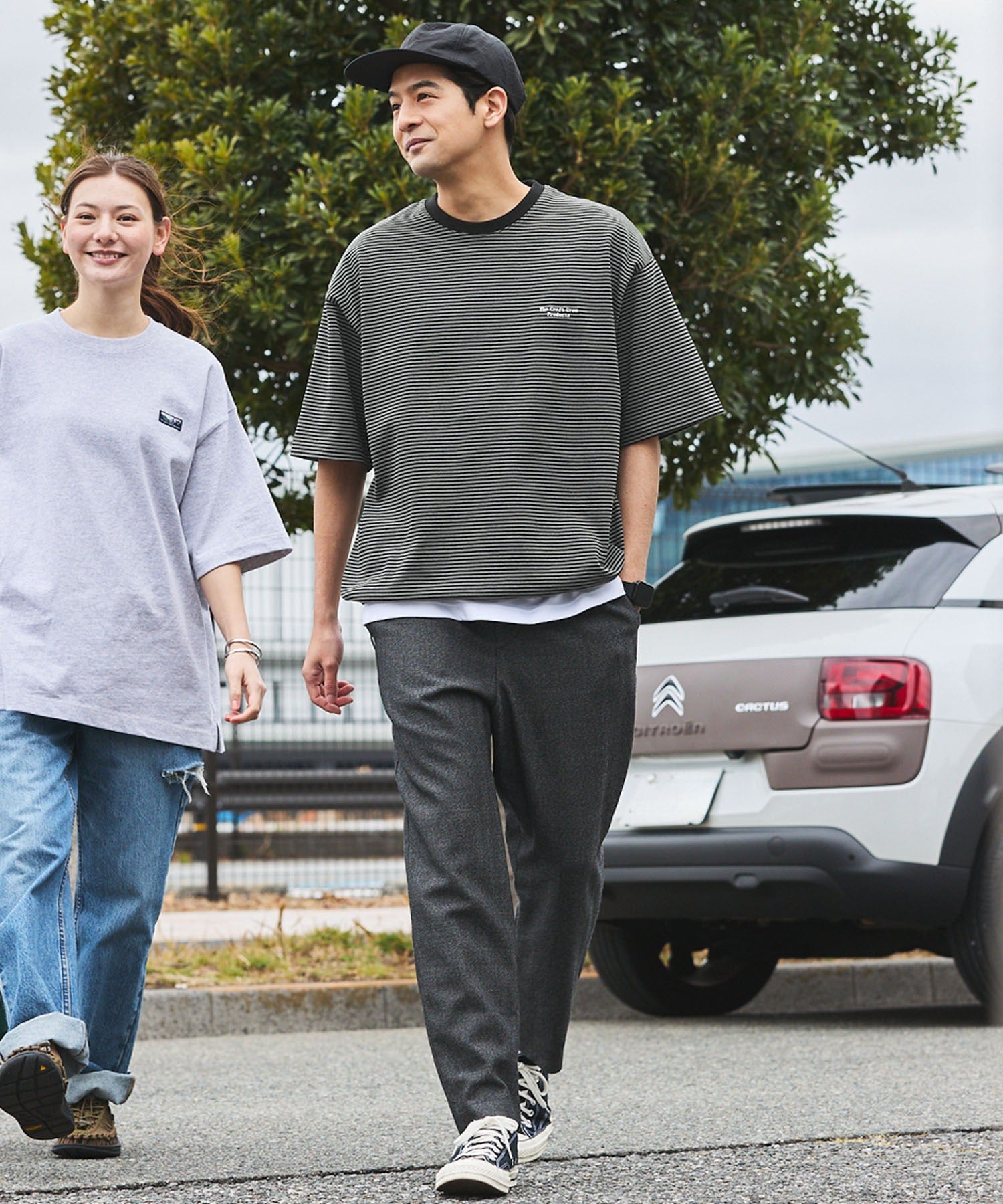 THE CRAFT CREW PRODUCTS / 抽繩設計 條紋短袖T恤