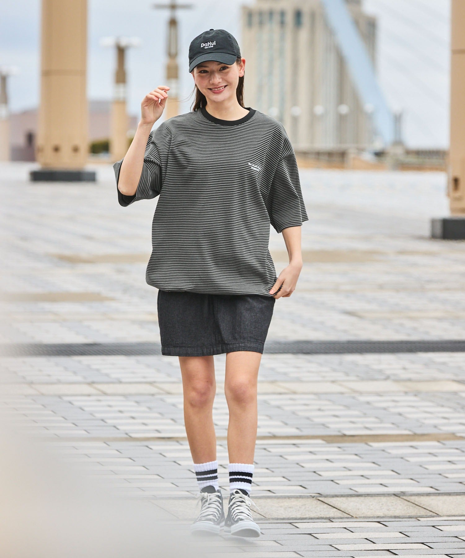 THE CRAFT CREW PRODUCTS / 抽繩設計 條紋短袖T恤