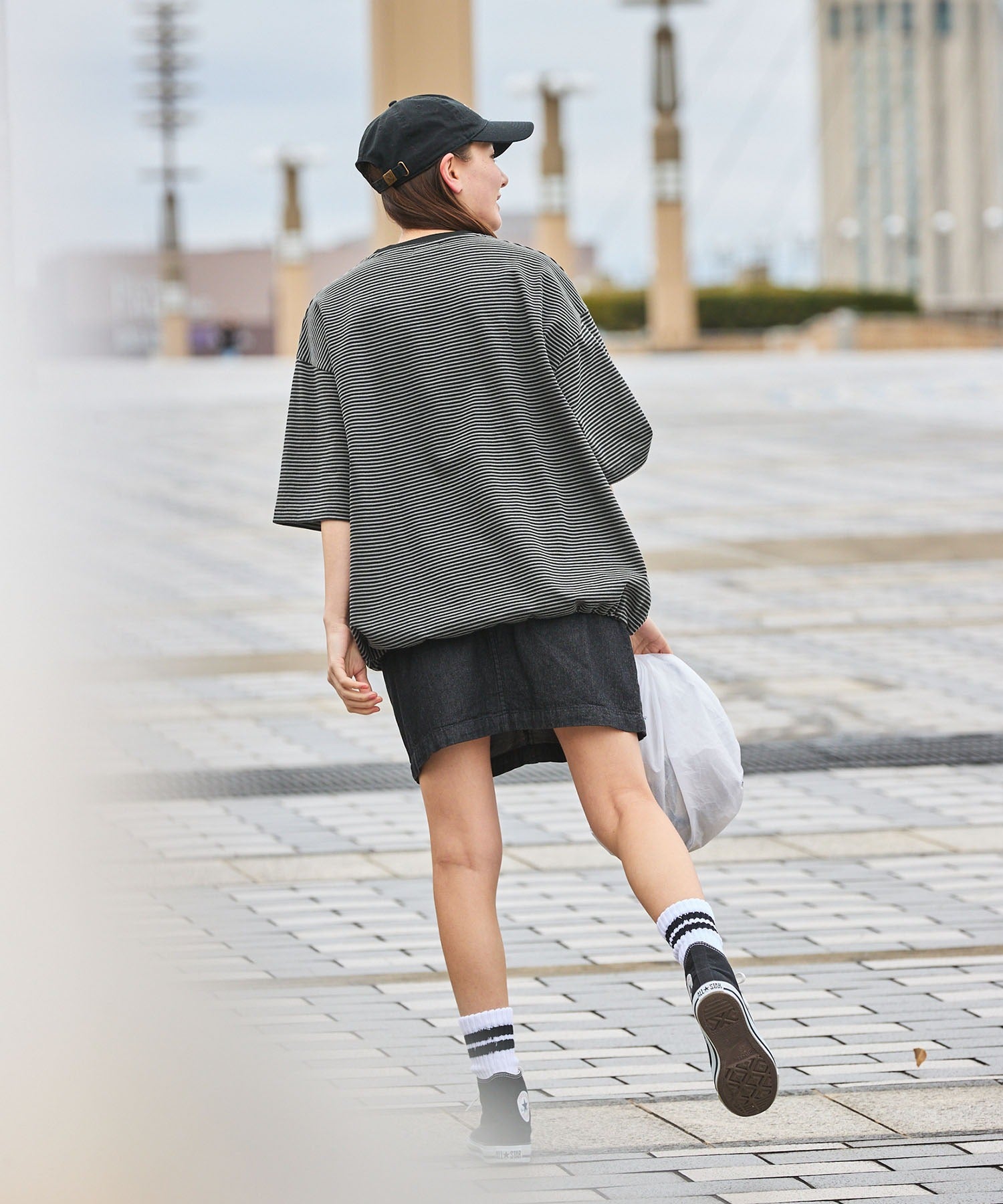 THE CRAFT CREW PRODUCTS / 抽繩設計 條紋短袖T恤