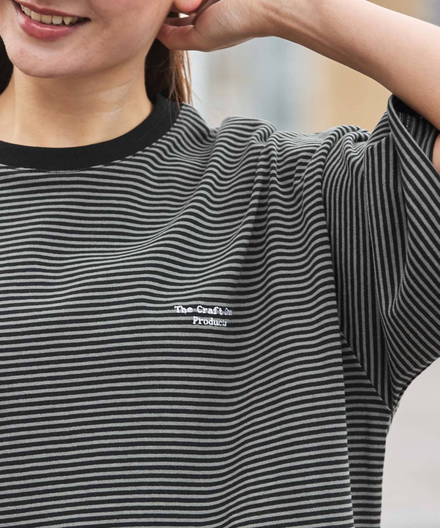 THE CRAFT CREW PRODUCTS / 抽繩設計 條紋短袖T恤