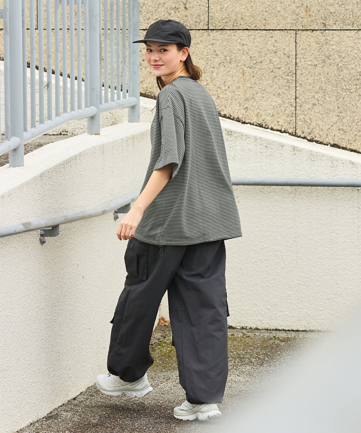 THE CRAFT CREW PRODUCTS / 抽繩設計 條紋短袖T恤