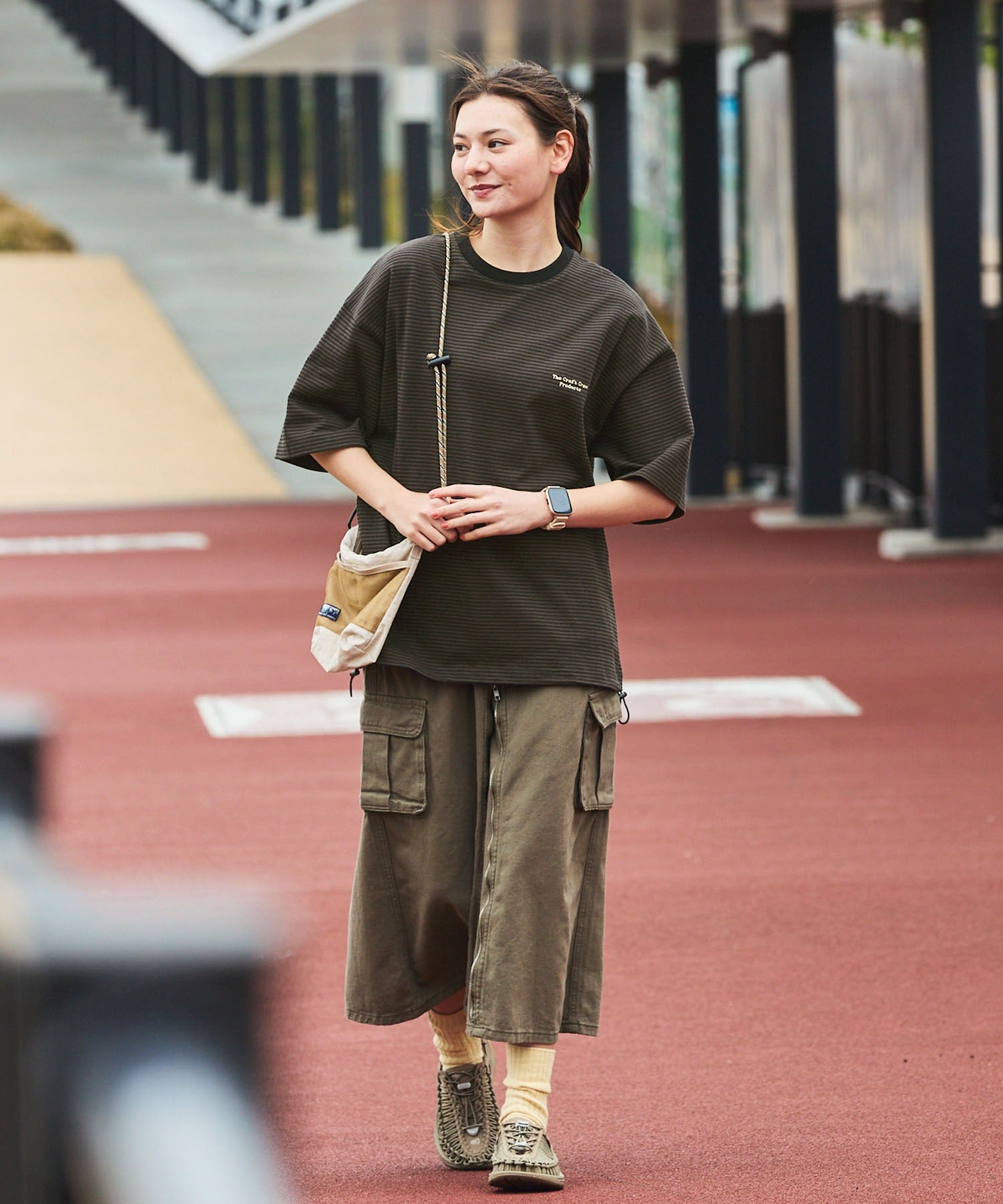 THE CRAFT CREW PRODUCTS / 抽繩設計 條紋短袖T恤