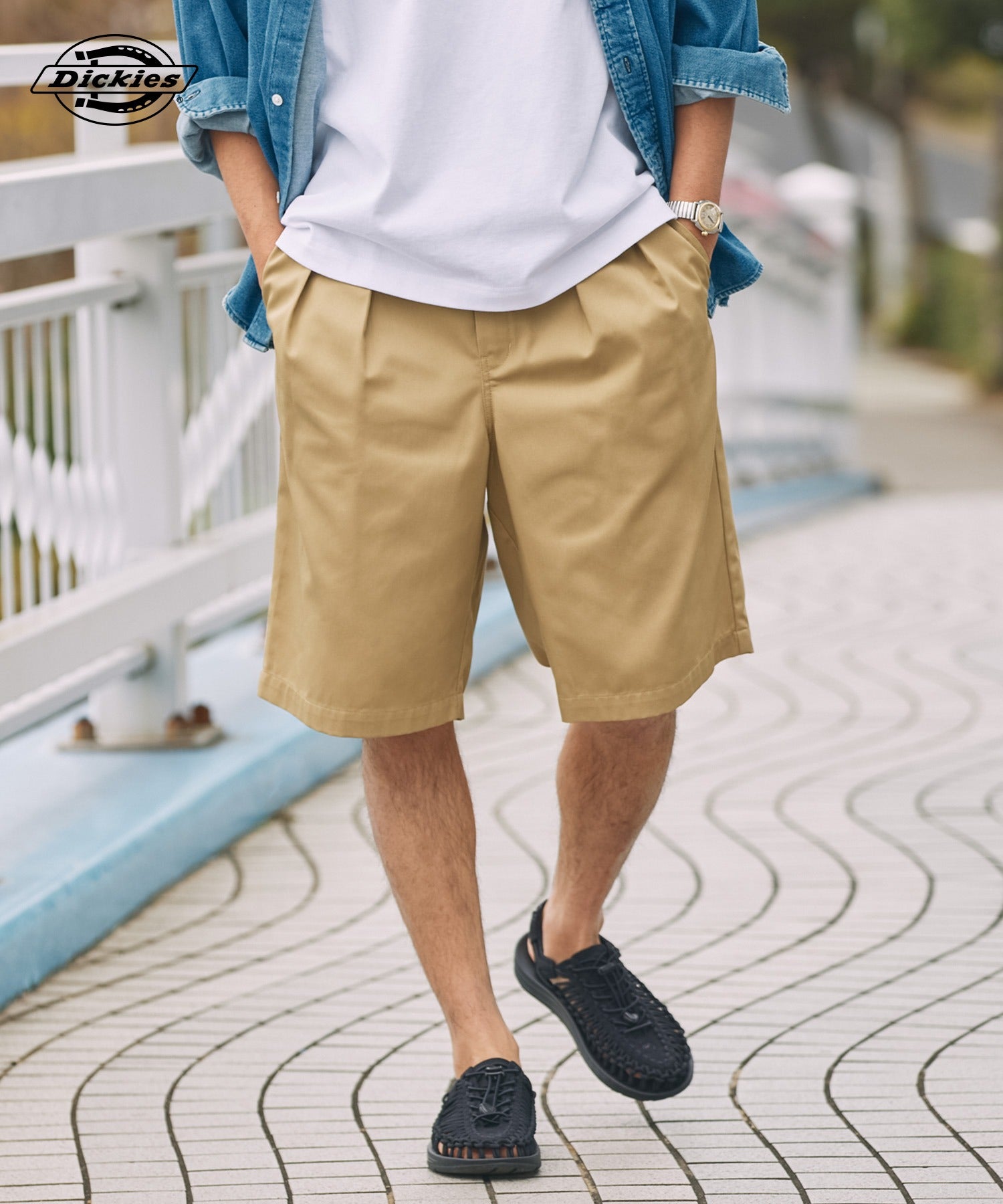 DICKIES / 別注 TC 斜紋雙摺寬版短褲
