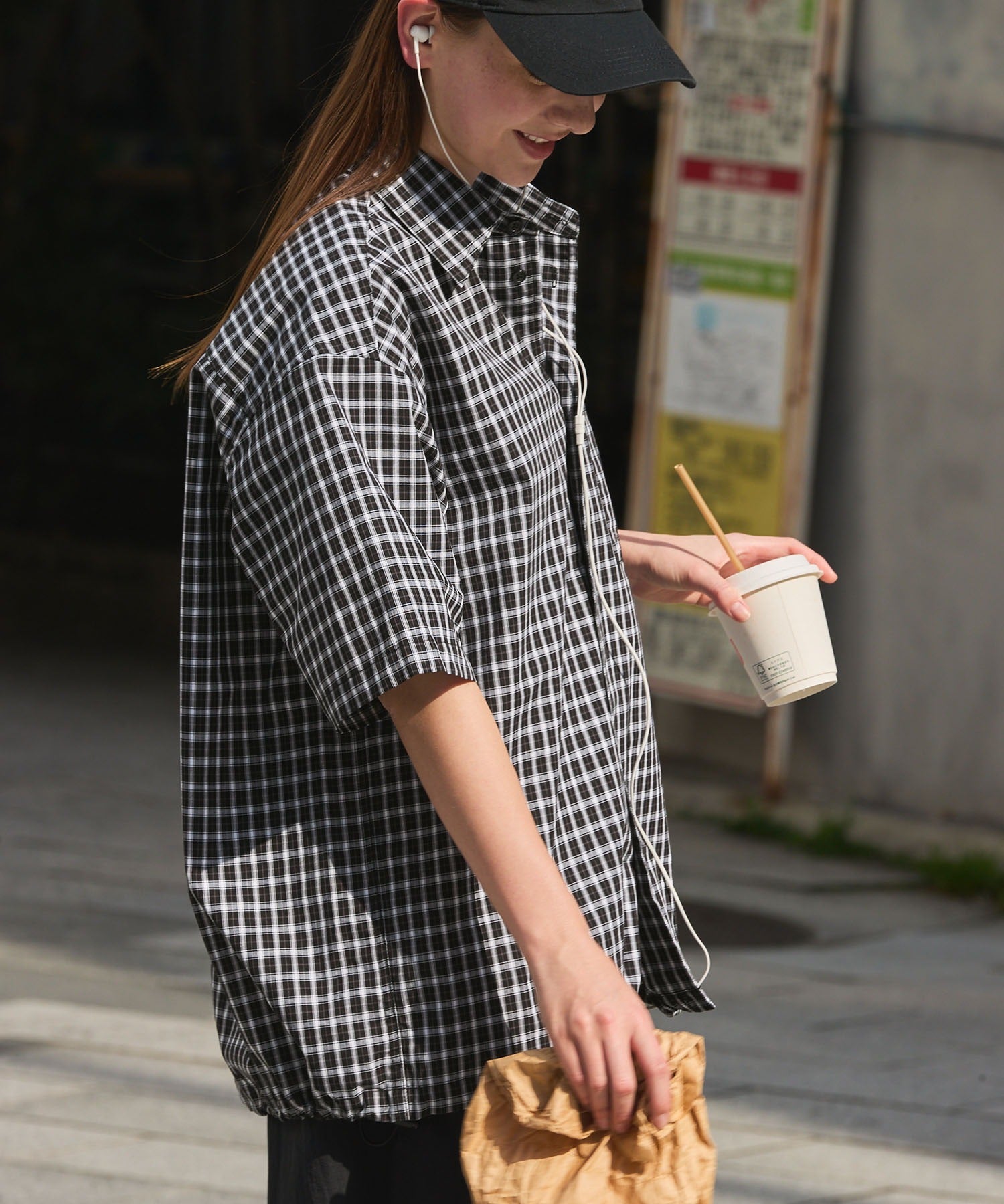 THE CRAFT CREW PRODUCTS / 格紋 泡泡紗 抽繩 短襯衫