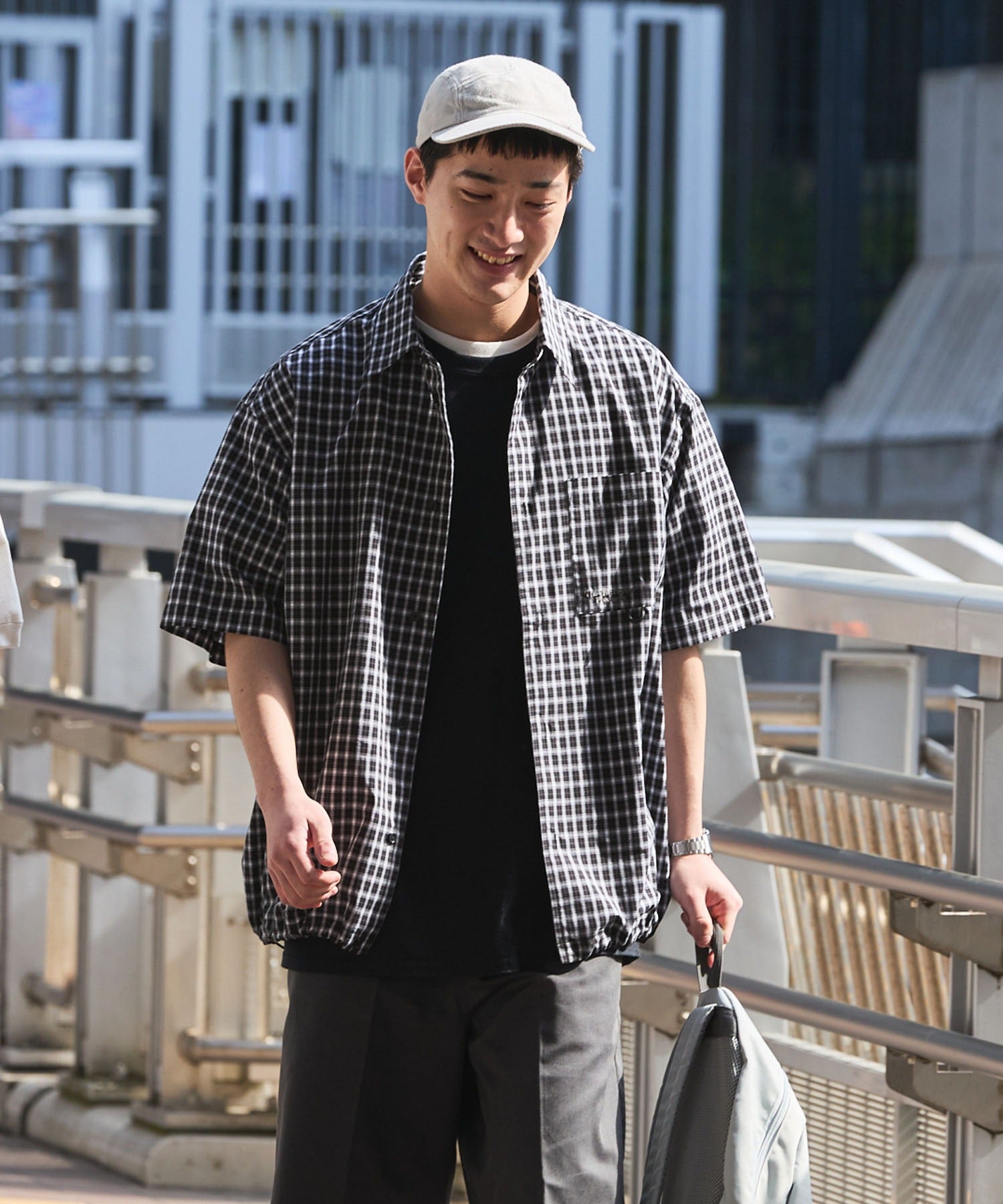 THE CRAFT CREW PRODUCTS / 格紋 泡泡紗 抽繩 短襯衫