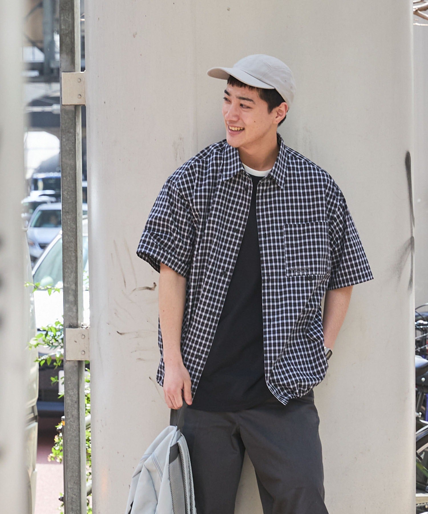 THE CRAFT CREW PRODUCTS / 格紋 泡泡紗 抽繩 短襯衫