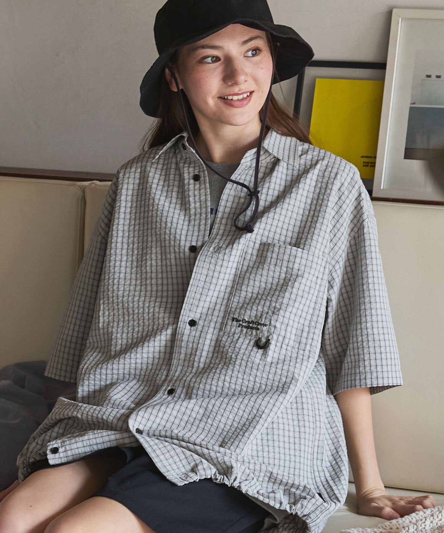 THE CRAFT CREW PRODUCTS / 格紋 泡泡紗 抽繩 短襯衫