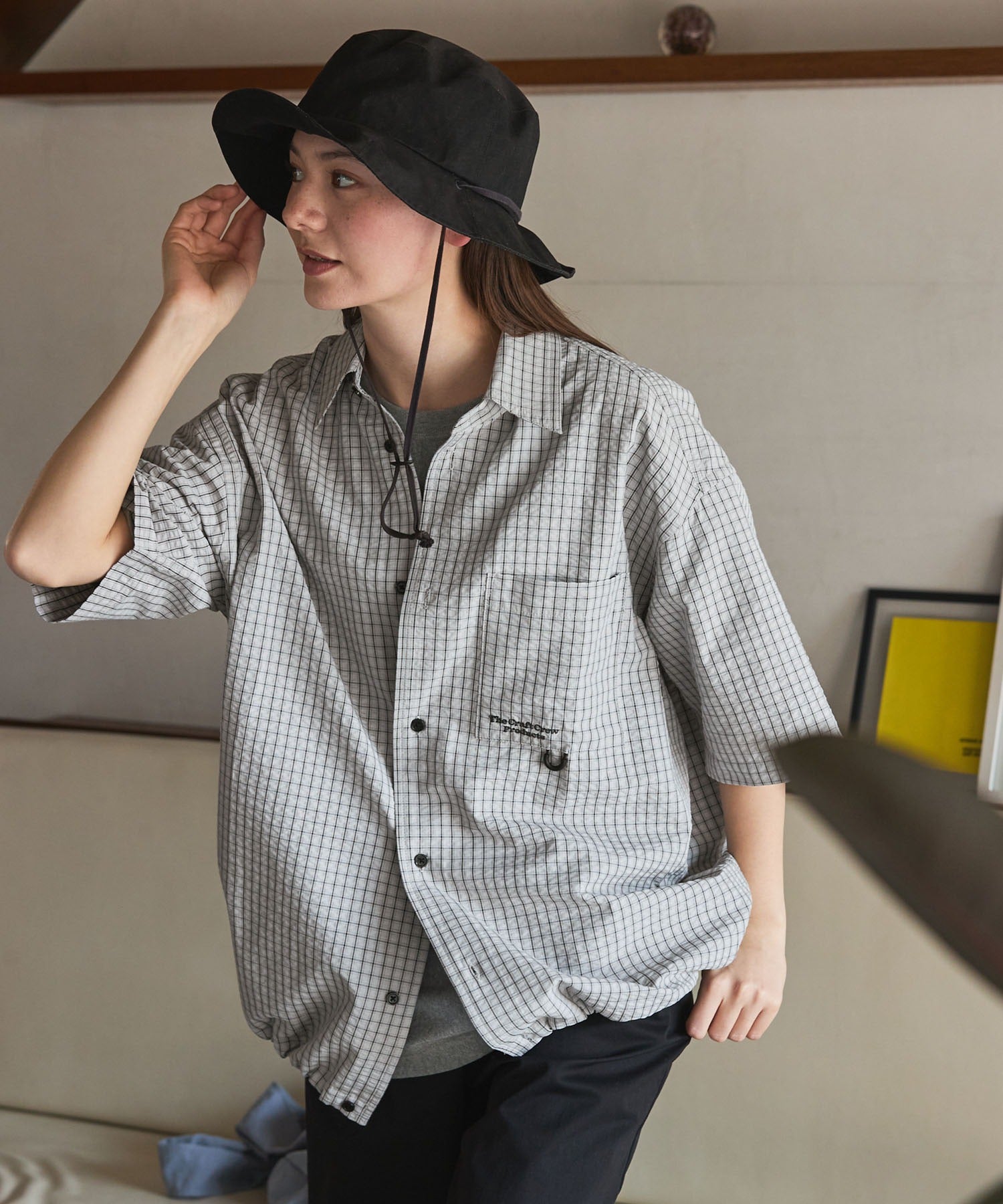 THE CRAFT CREW PRODUCTS / 格紋 泡泡紗 抽繩 短襯衫