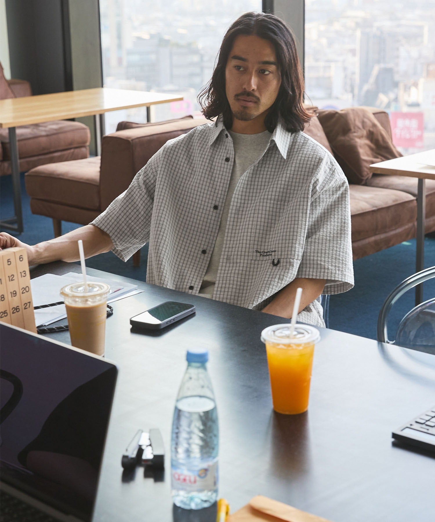 THE CRAFT CREW PRODUCTS / 格紋 泡泡紗 抽繩 短襯衫