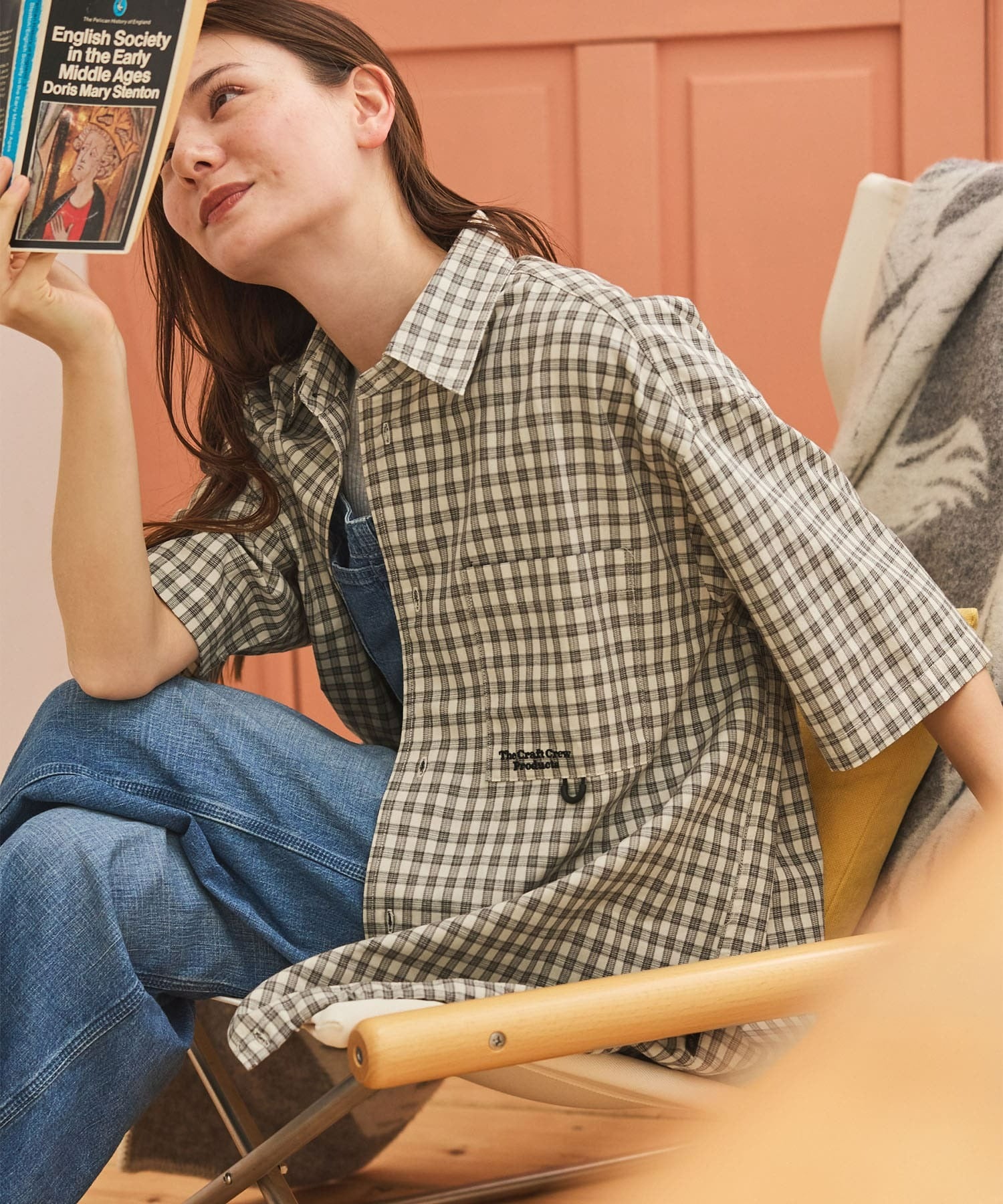 THE CRAFT CREW PRODUCTS / 格紋 泡泡紗 抽繩 短襯衫