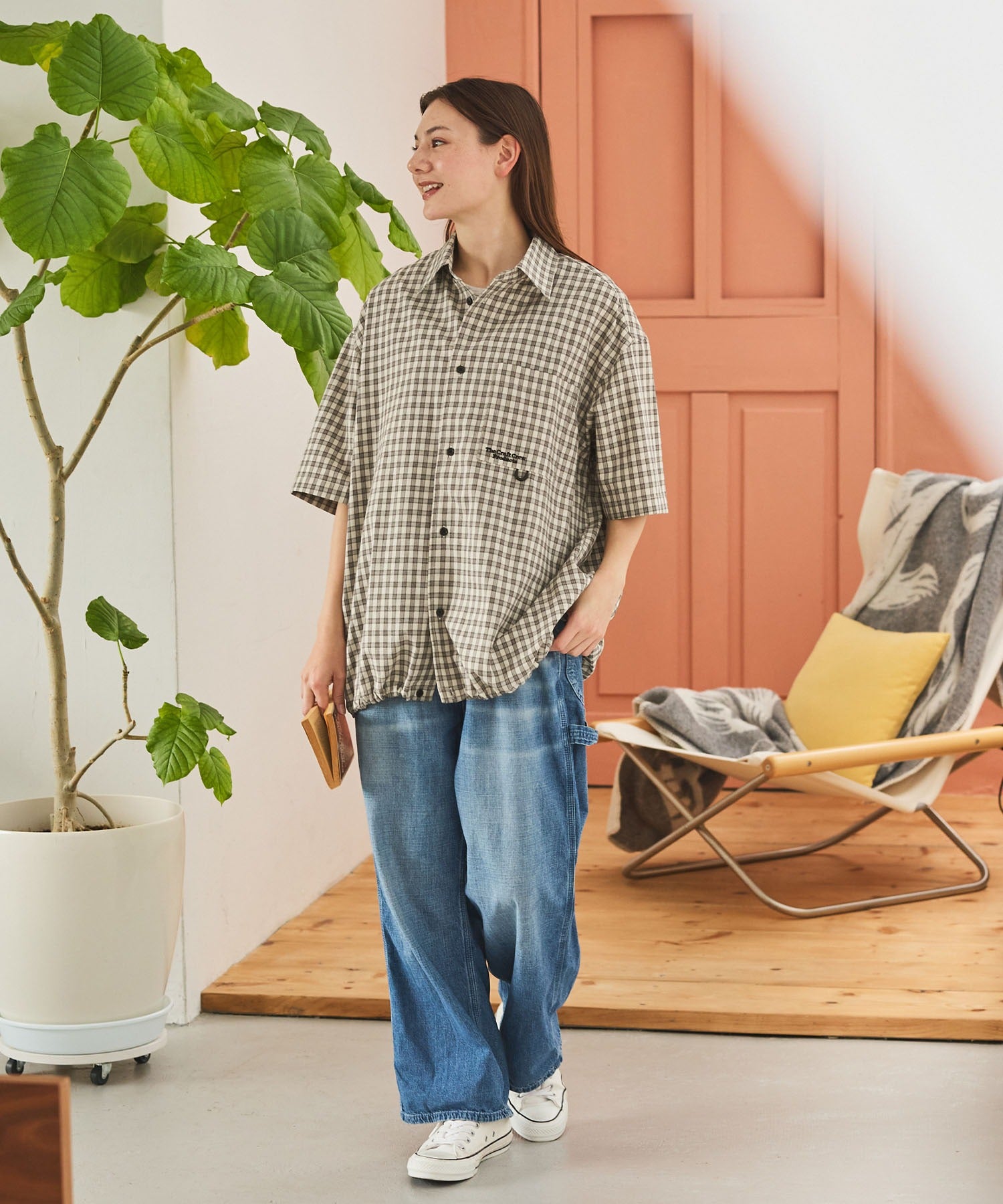 THE CRAFT CREW PRODUCTS / 格紋 泡泡紗 抽繩 短襯衫