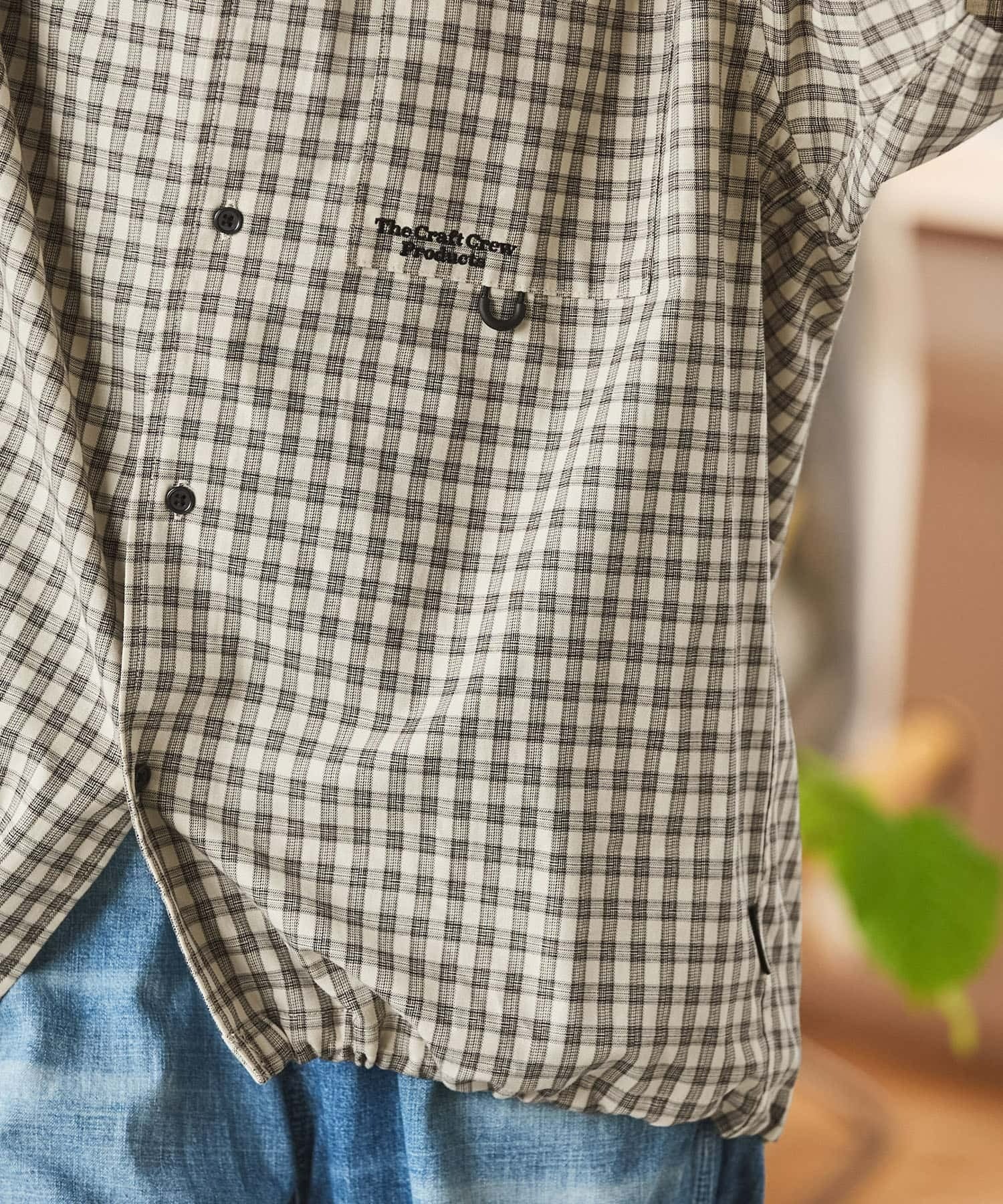 THE CRAFT CREW PRODUCTS / 格紋 泡泡紗 抽繩 短襯衫