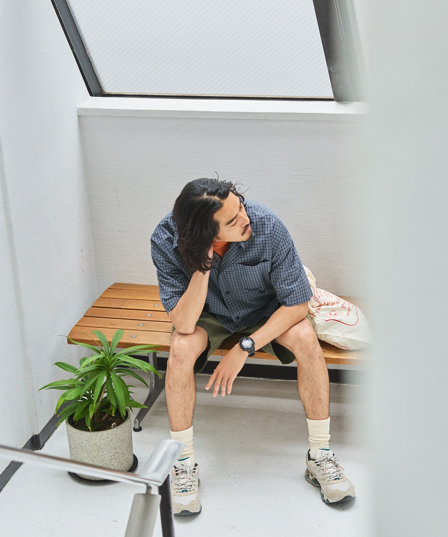 THE CRAFT CREW PRODUCTS / 格紋 泡泡紗 抽繩 短襯衫