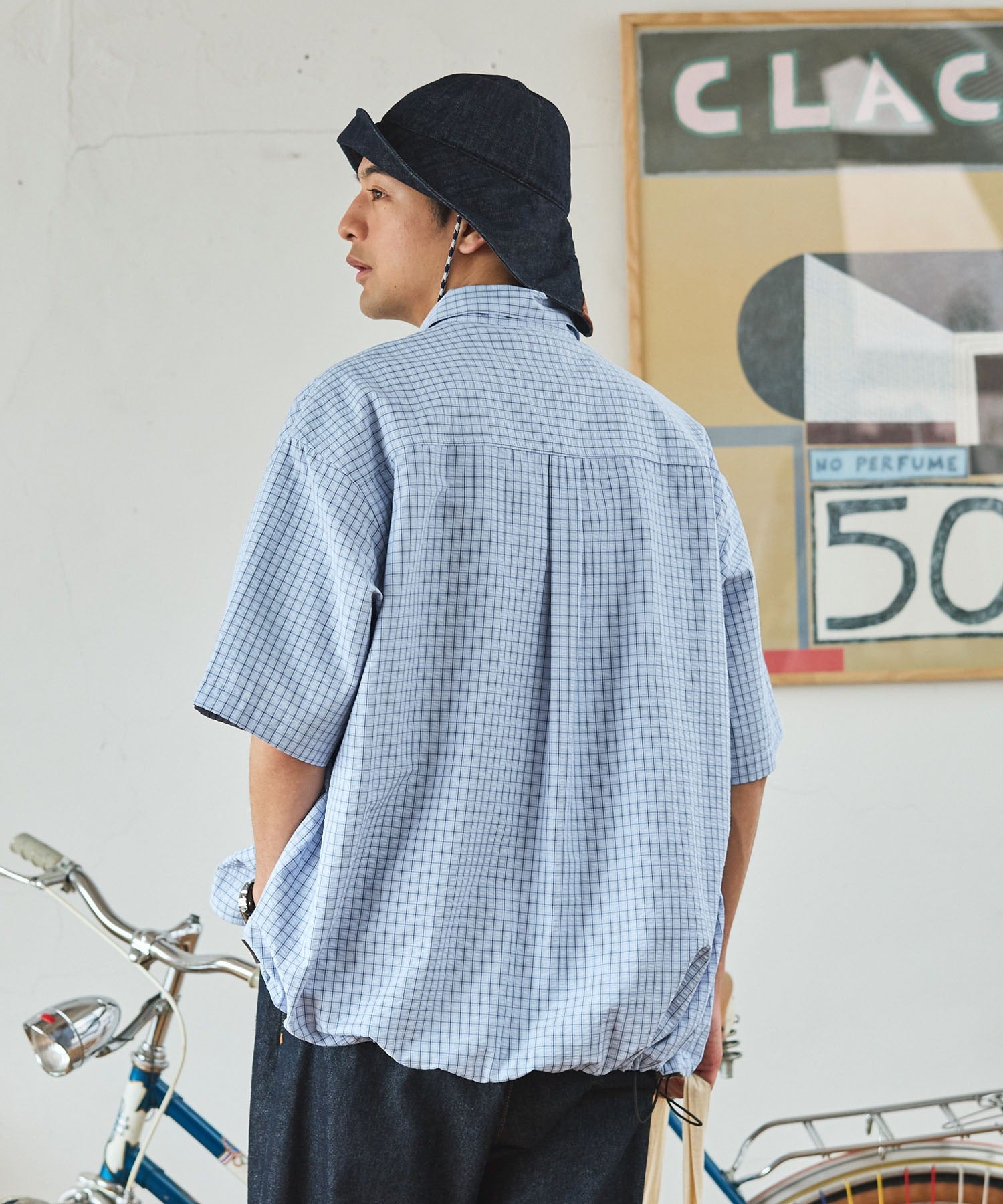 THE CRAFT CREW PRODUCTS / 格紋 泡泡紗 抽繩 短襯衫