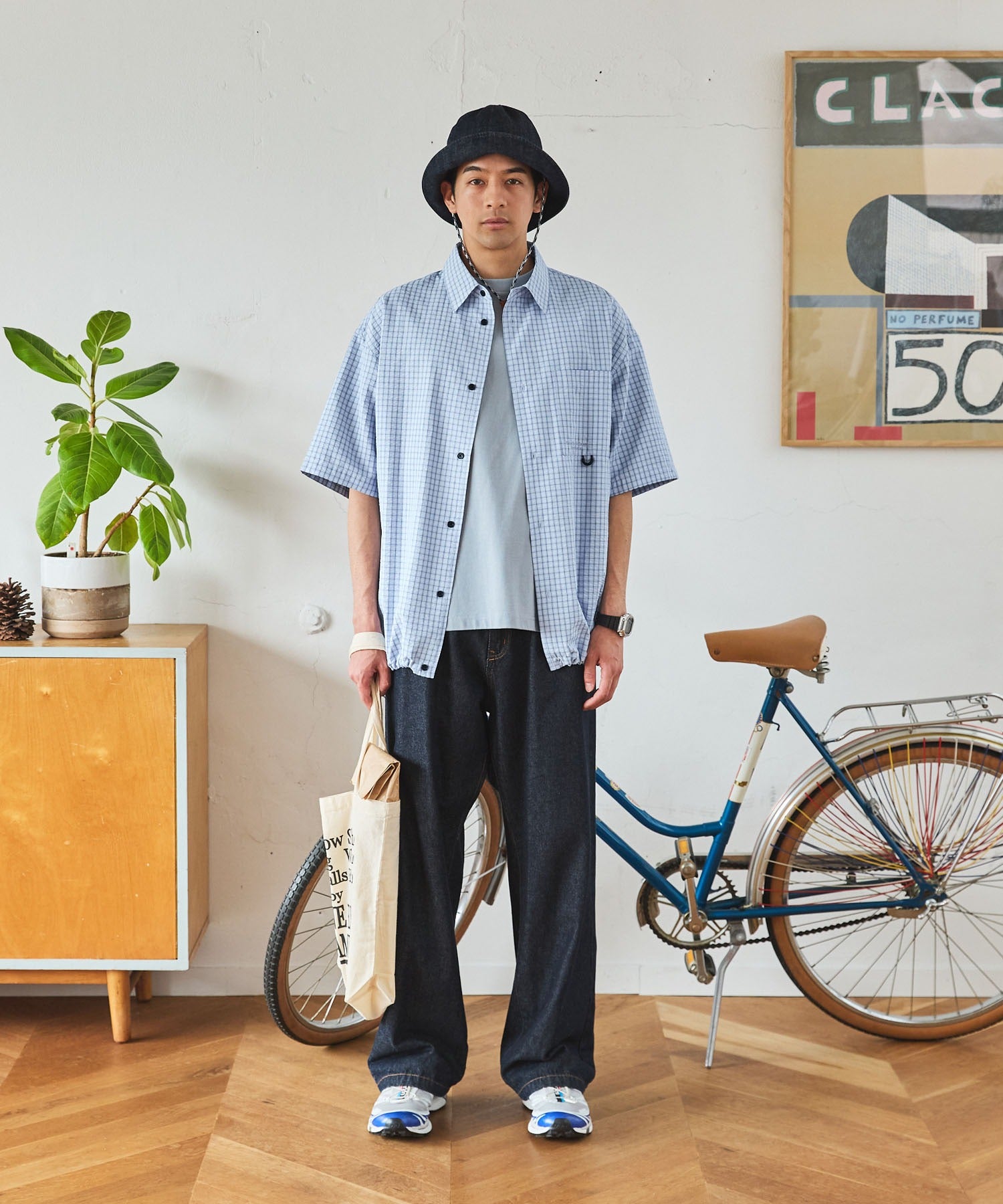 THE CRAFT CREW PRODUCTS / 格紋 泡泡紗 抽繩 短襯衫