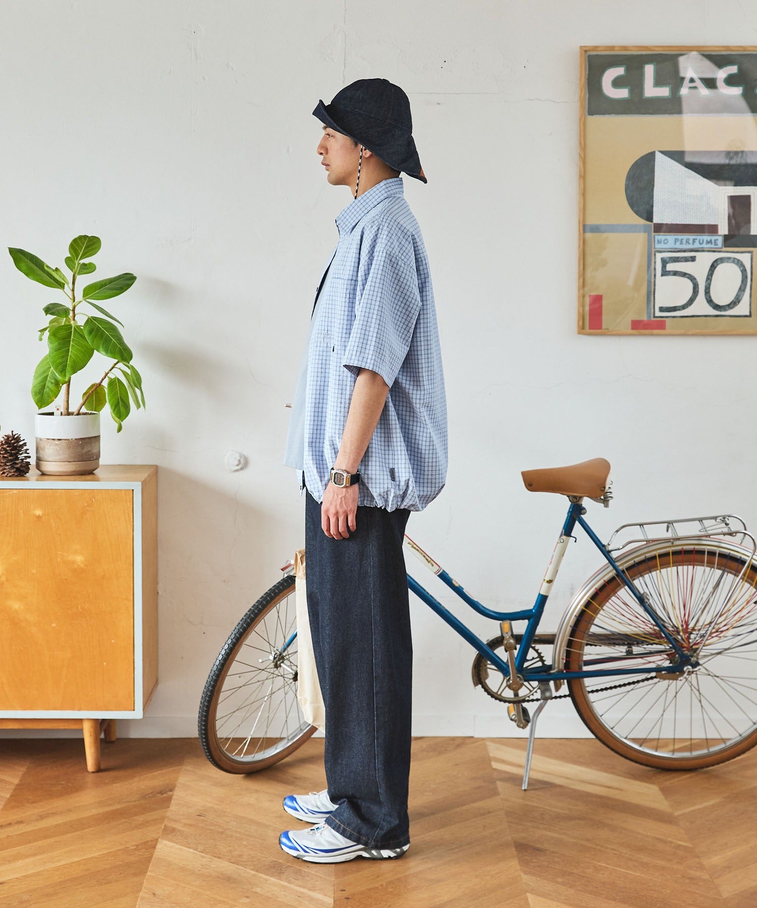 THE CRAFT CREW PRODUCTS / 格紋 泡泡紗 抽繩 短襯衫