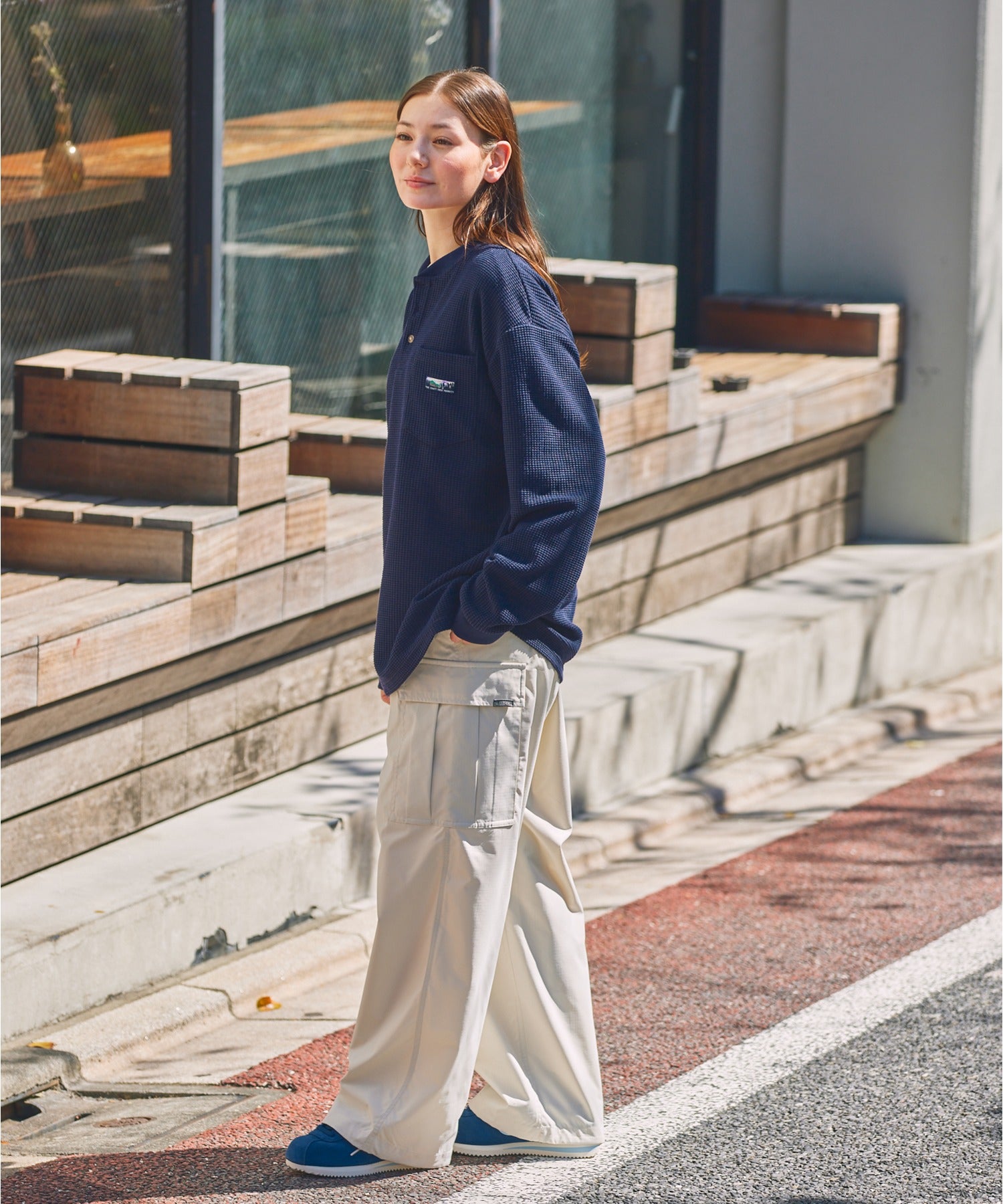 THE CRAFT CREW PRODUCTS / 抗菌 華夫格 亨利領 長袖T恤