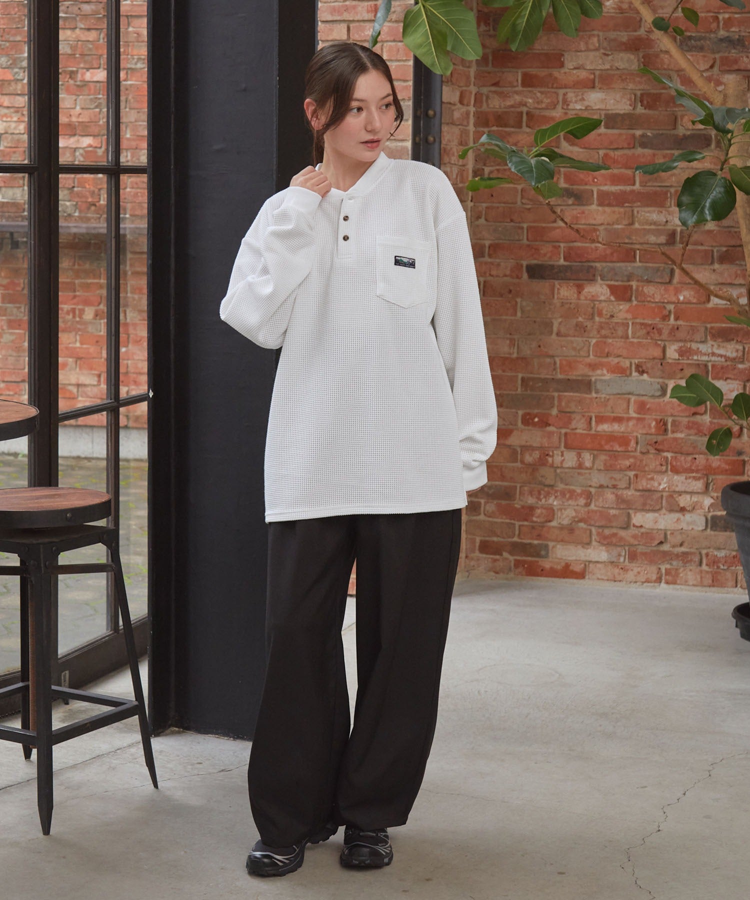 THE CRAFT CREW PRODUCTS / 抗菌 華夫格 亨利領 長袖T恤