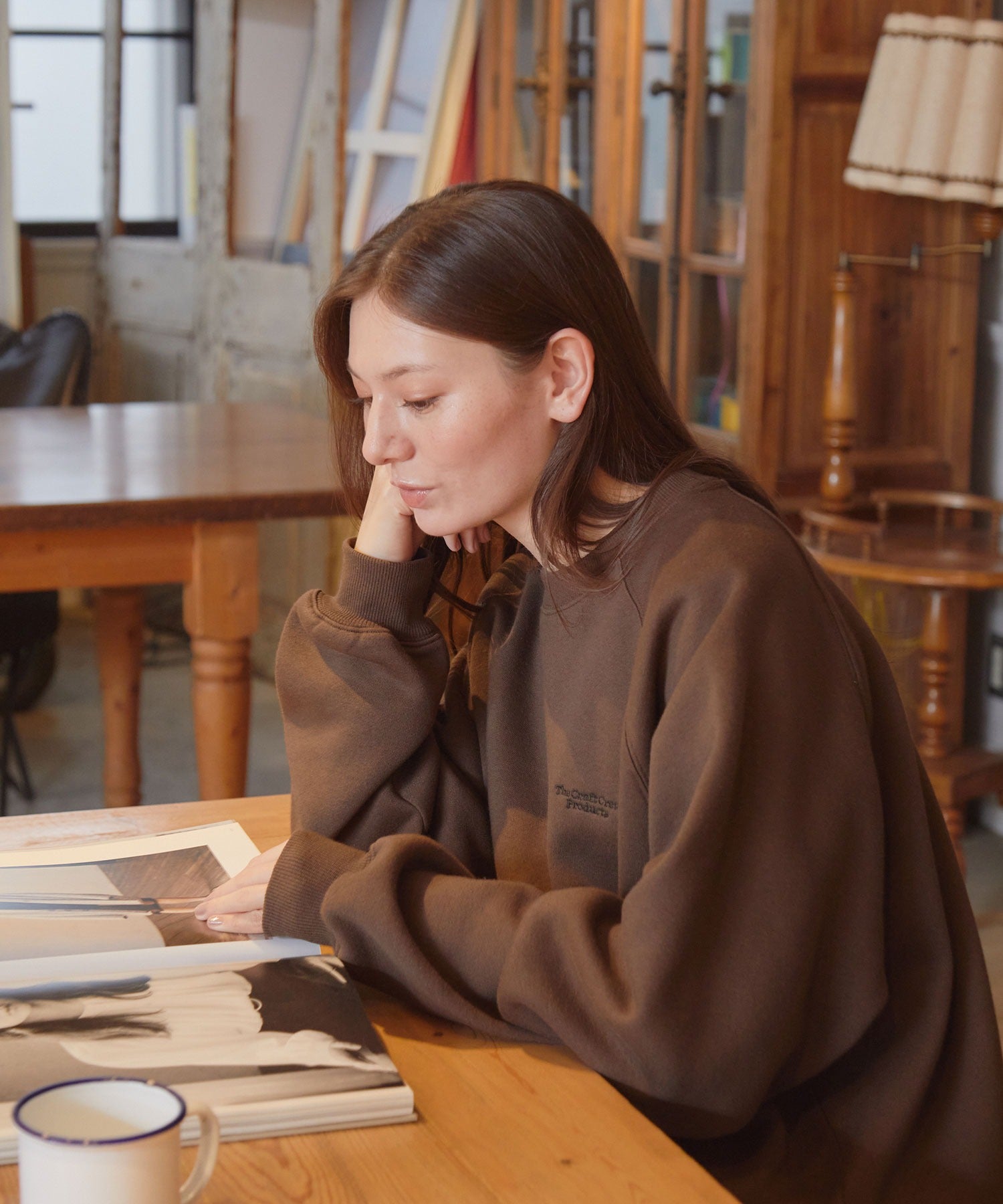 THE CRAFT CREW PRODUCTS / 針織 刺繡 抽繩 內刷毛 圓領衫