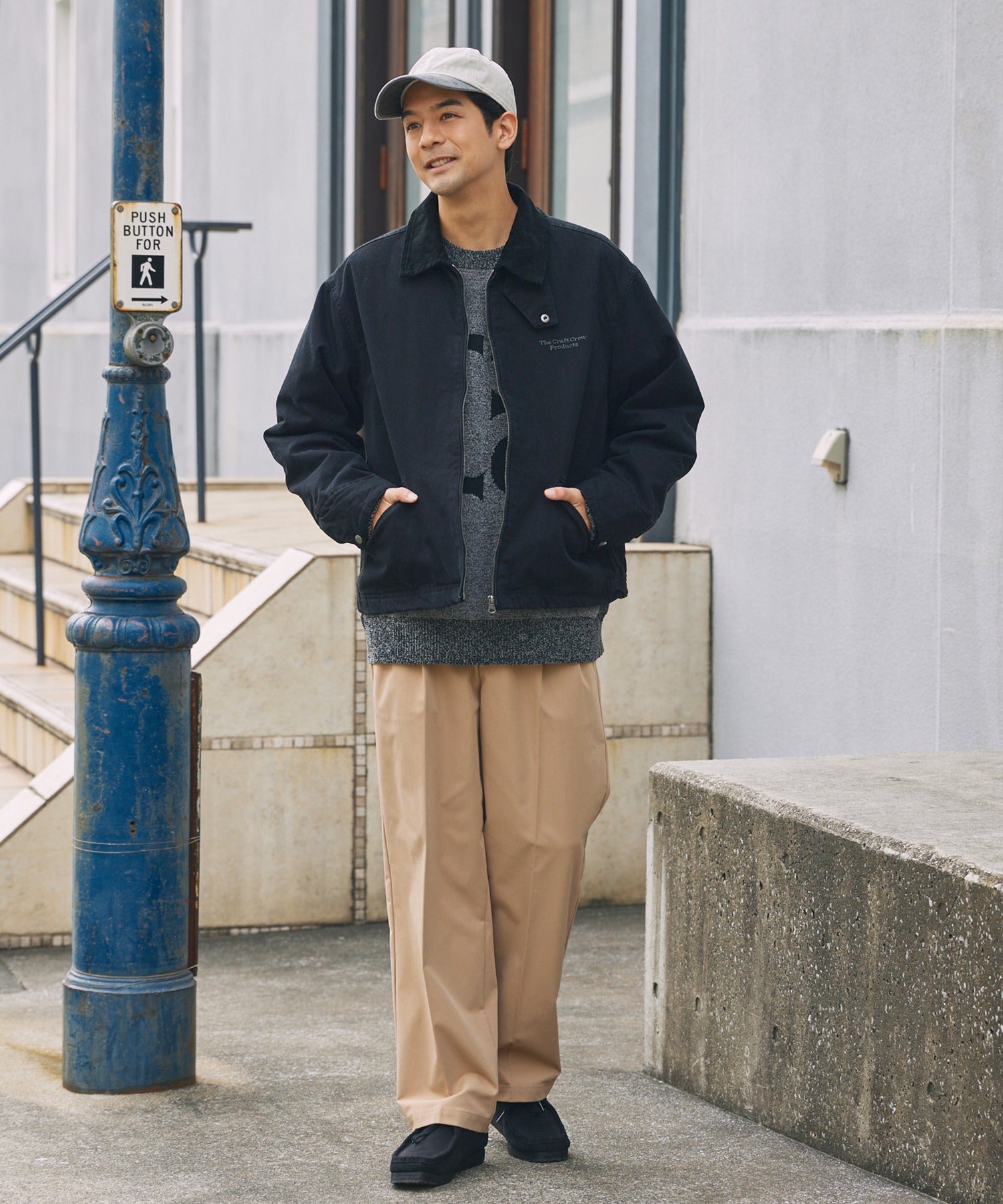 THE CRAFT CREW PRODUCTS / 仿舊水洗 兩用立領束口 中棉 外套