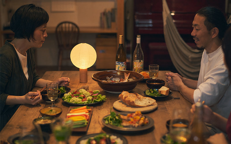 シラキ工芸 TORCHIN CIRCLE 白/ナチュラル  / 合紙攜帶桌燈