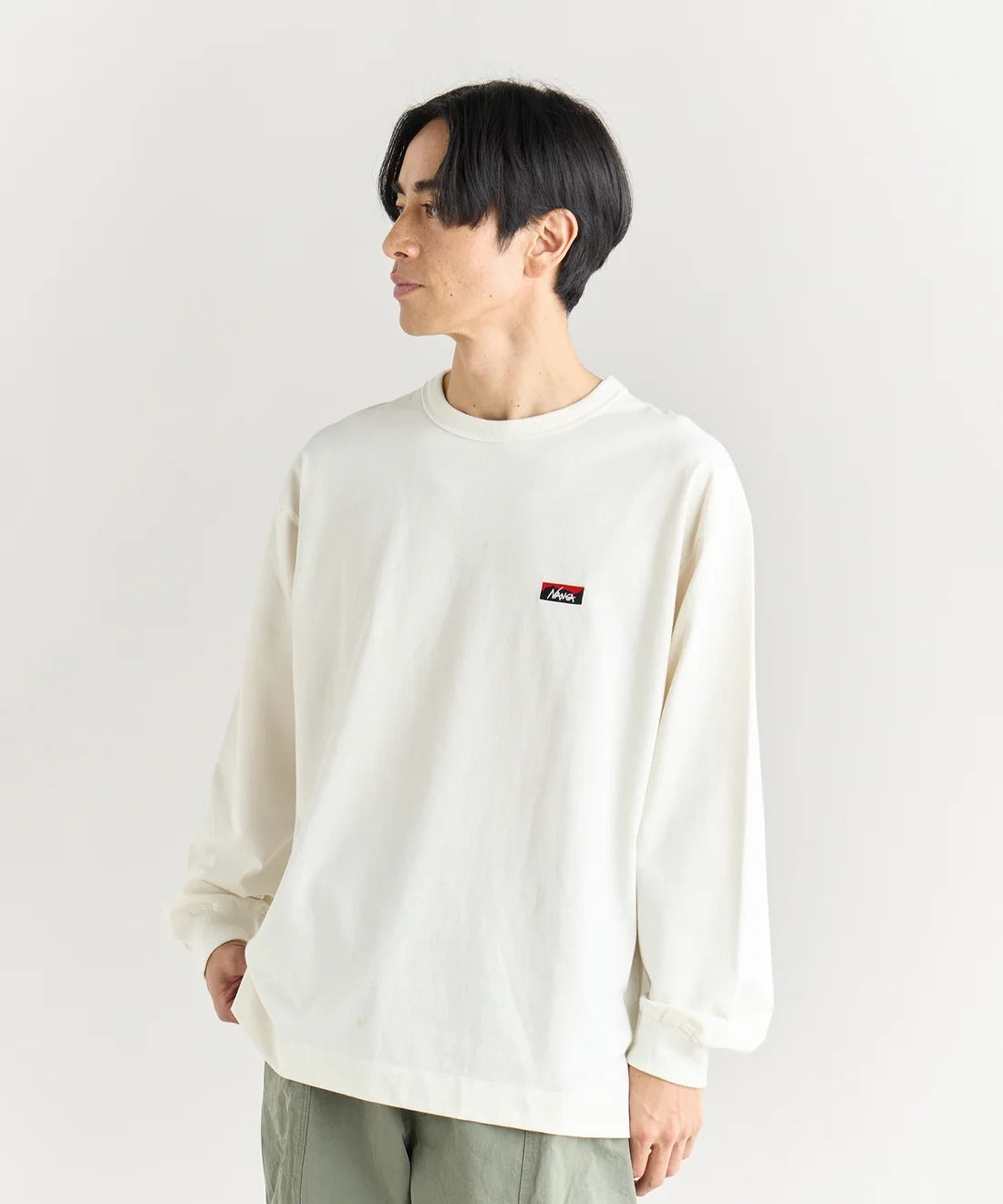 NANGA / ECO HYBRID BOX LOGO EMBROIDERY L/S TEE(UNISEX) 再生棉方形LOGO刺繡長袖T恤