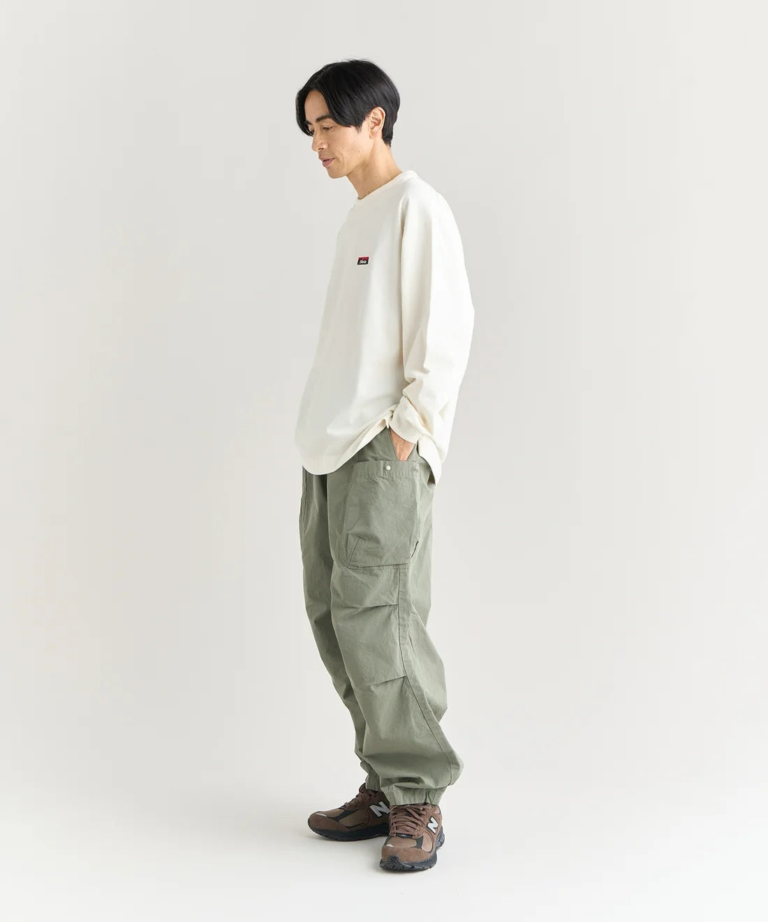 NANGA / ECO HYBRID BOX LOGO EMBROIDERY L/S TEE(UNISEX) 再生棉方形LOGO刺繡長袖T恤