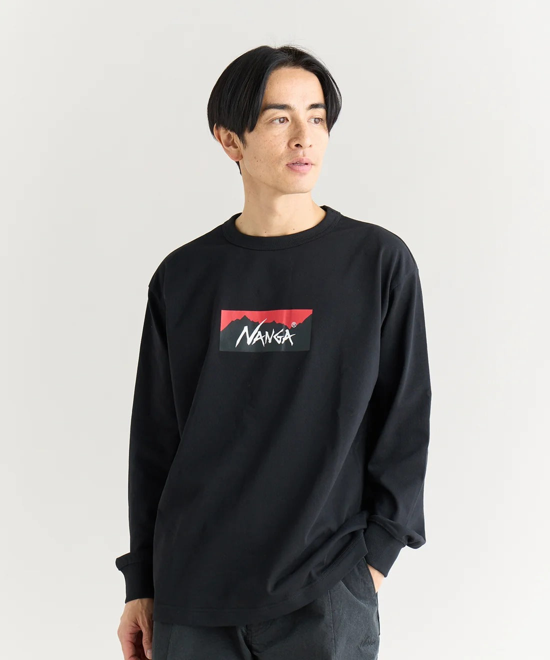 NANGA / ECO HYBRID BOX LOGO L/S TEE(UNISEX) 再生棉方形LOGO印花長袖T恤