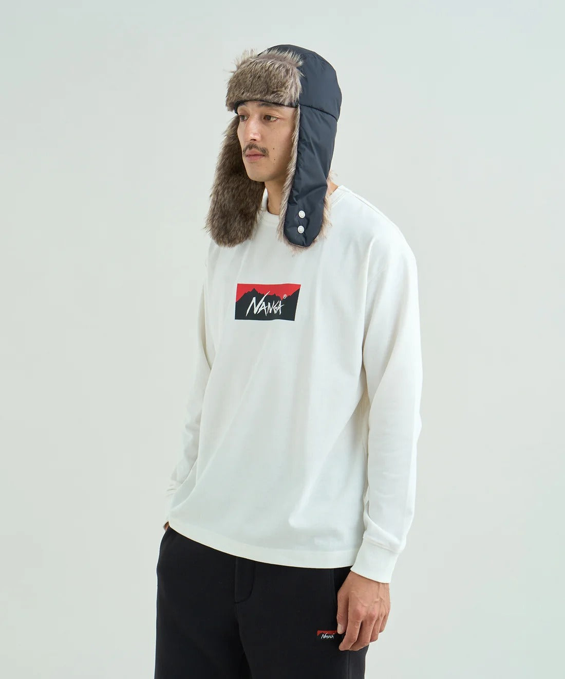 NANGA / ECO HYBRID BOX LOGO L/S TEE(UNISEX) 再生棉方形LOGO印花長袖T恤