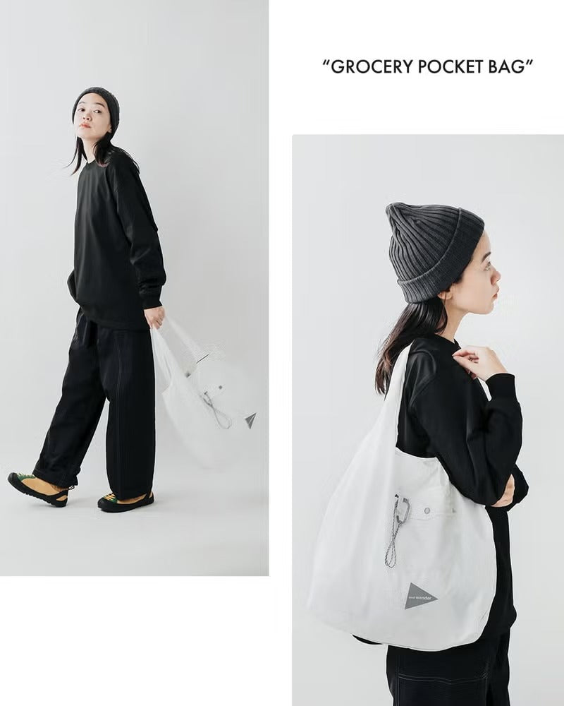 and wander / 輕量防潑水尼龍托特包 Crispy Rip Grocery Pocket Bag