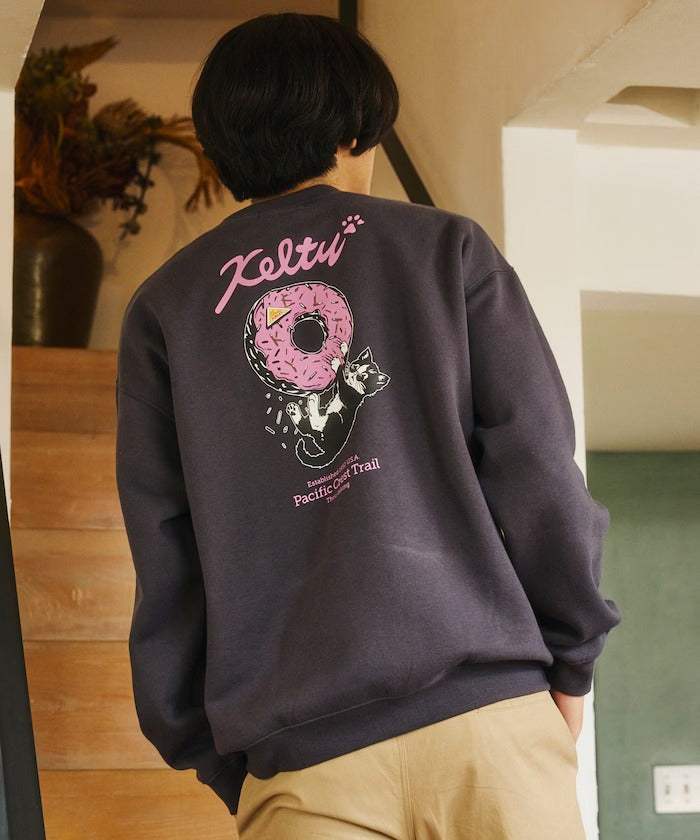 KELTY × FREAK'S STORE / 甜甜圈黑貓印花 圓領衫(日本聯名限定)