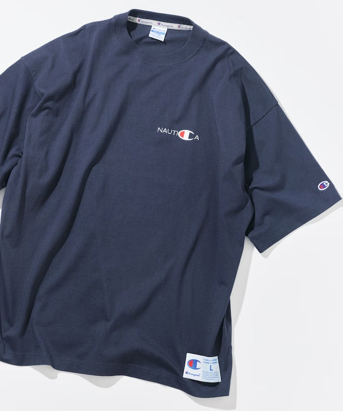 Champion × NAUTICA/日本聯名限定 刺繡厚磅圓領T恤