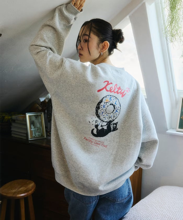 KELTY × FREAK'S STORE / 甜甜圈黑貓印花 圓領衫(日本聯名限定)