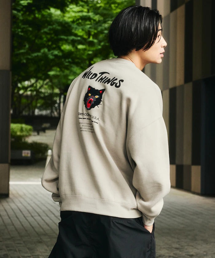 WILD THINGS×FREAK'S STORE / 貓咪圖騰圓領衫(日本聯名限定)