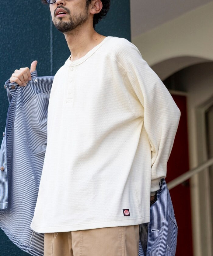 RED KAP × FREAK'S STORE / 日本聯名限定 亨利領 華夫格 長袖T恤