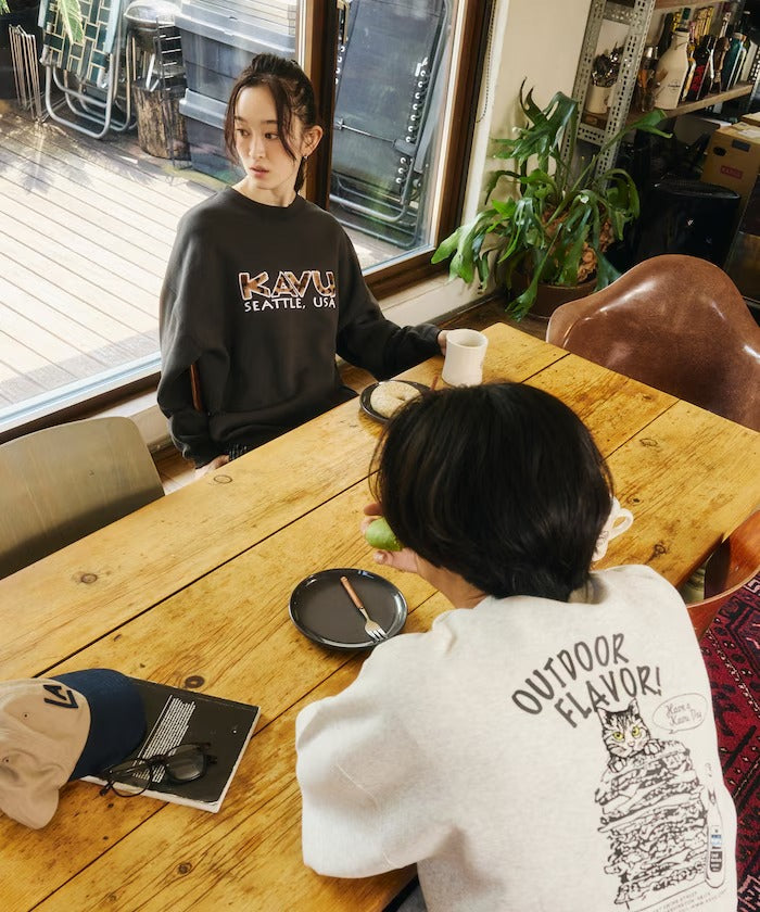KAVU × FREAK'S STORE / 漢堡貓刺繡 圓領衫(日本聯名限定)