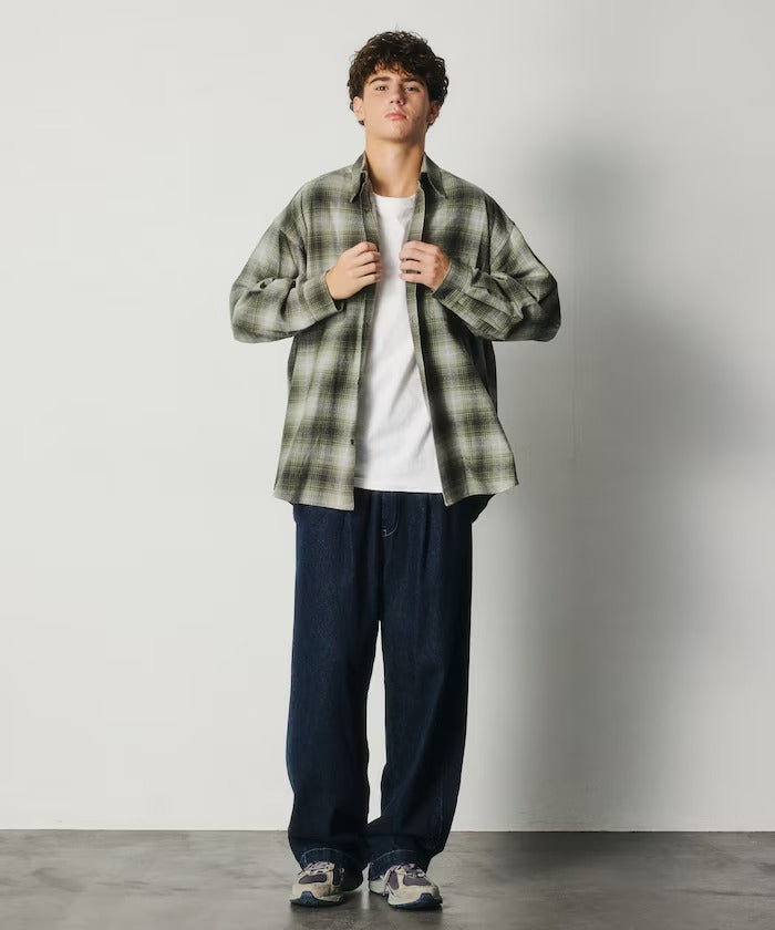 FREAK'S STORE / 寬鬆 漸層格紋 法蘭絨 長袖襯衫