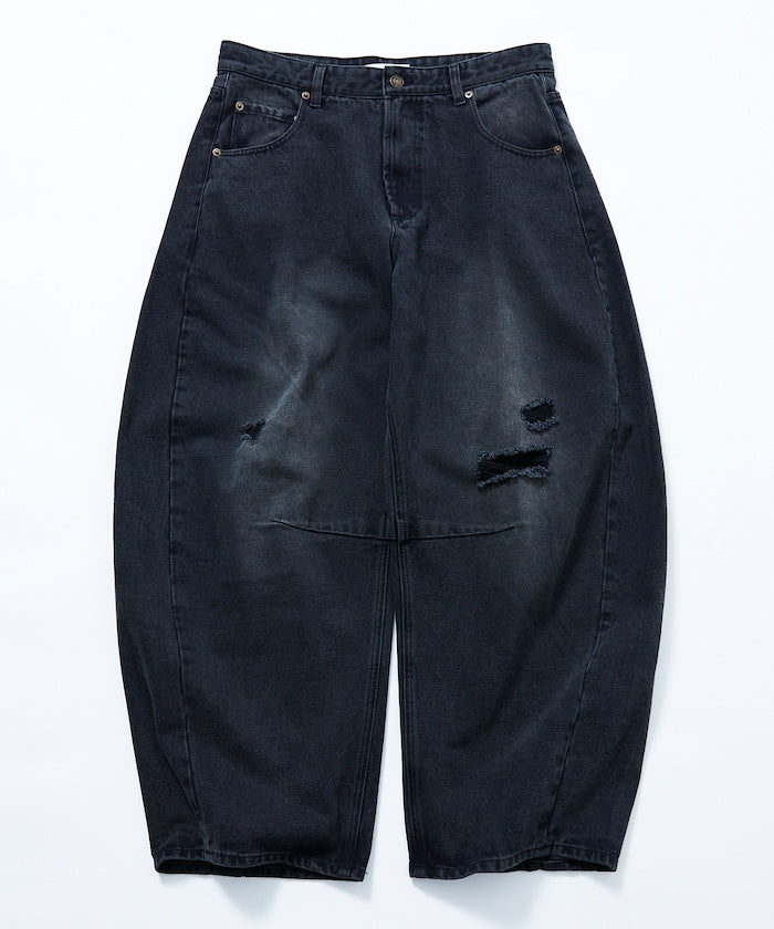 FREAK'S STORE / 寬鬆仿舊弧形牛仔褲