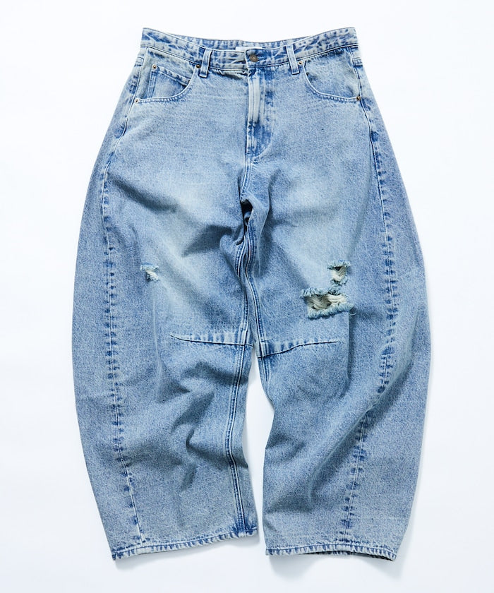 FREAK'S STORE / 寬鬆仿舊弧形牛仔褲